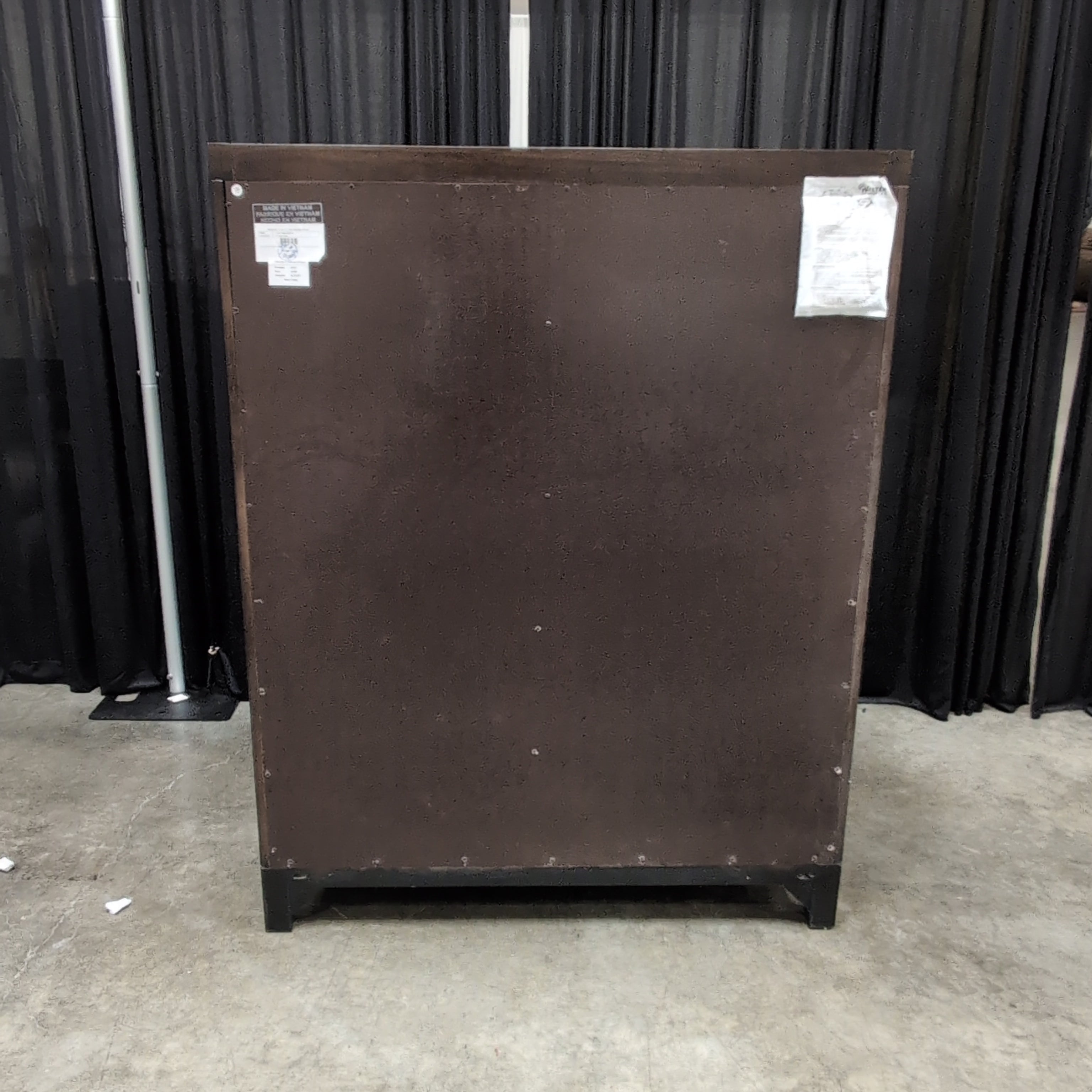 Dark Brown Wood Dresser with Curved Drawers