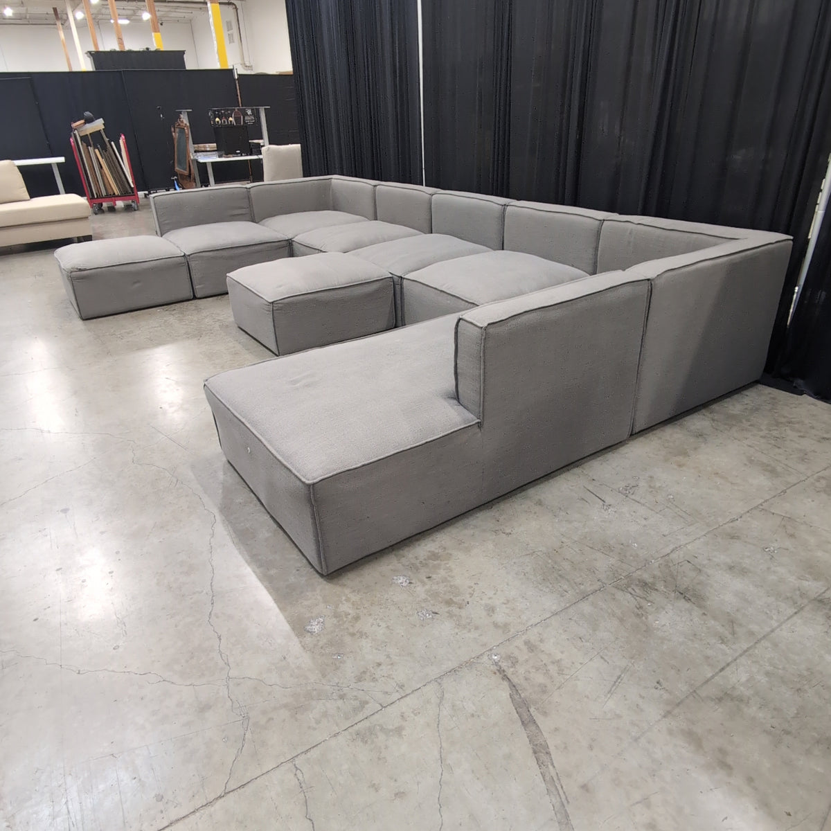 Grey Modular Fabric Sectional Couch