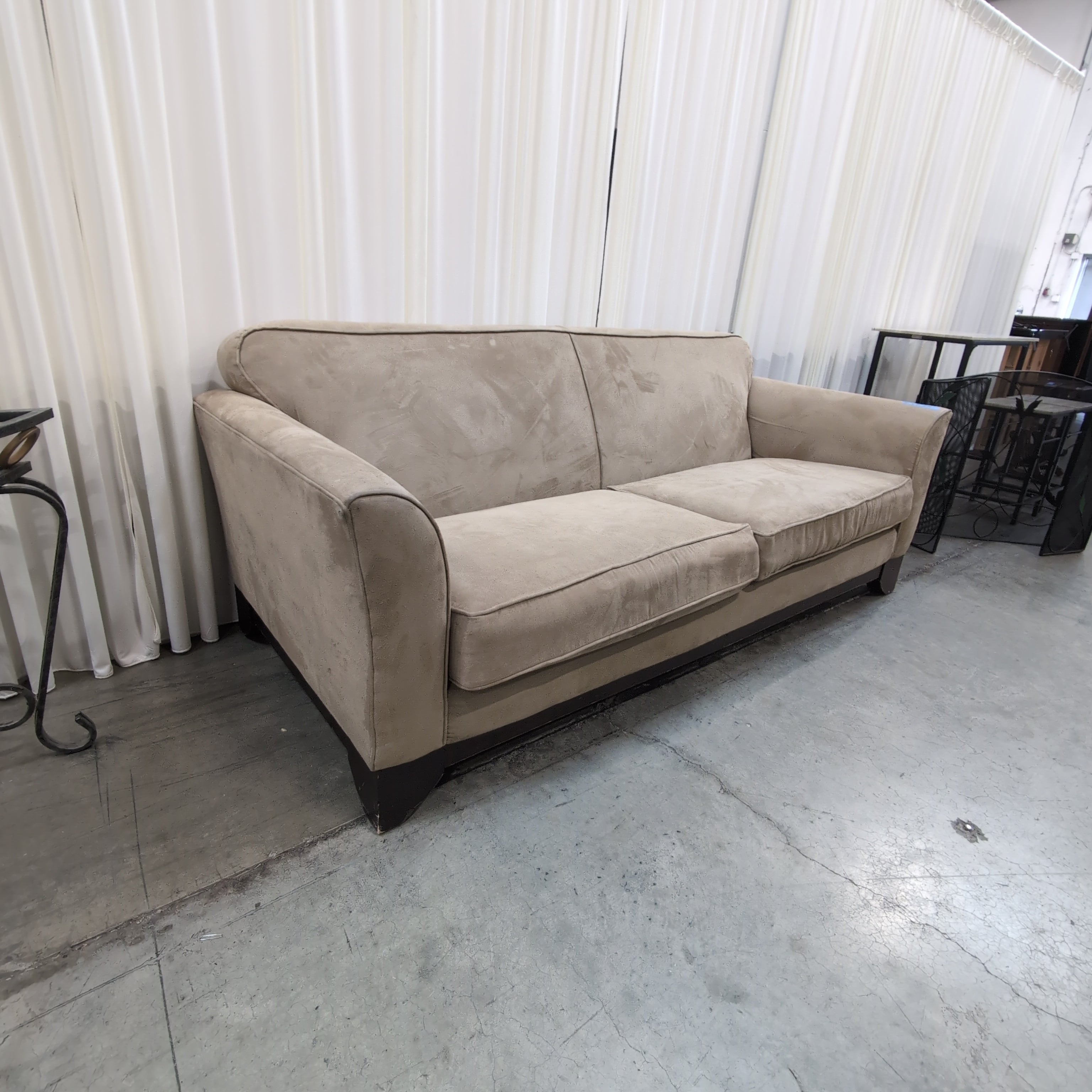 Tan Microfiber Rolled Arm Couch