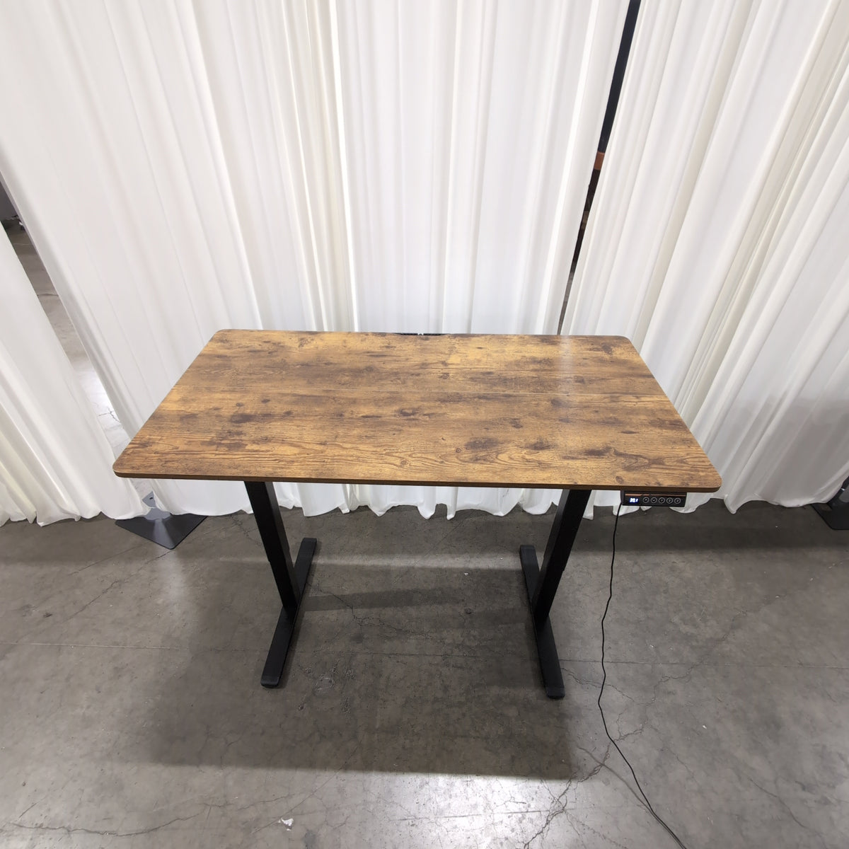 Rustic Brown Laminate Adjustable Height Desk