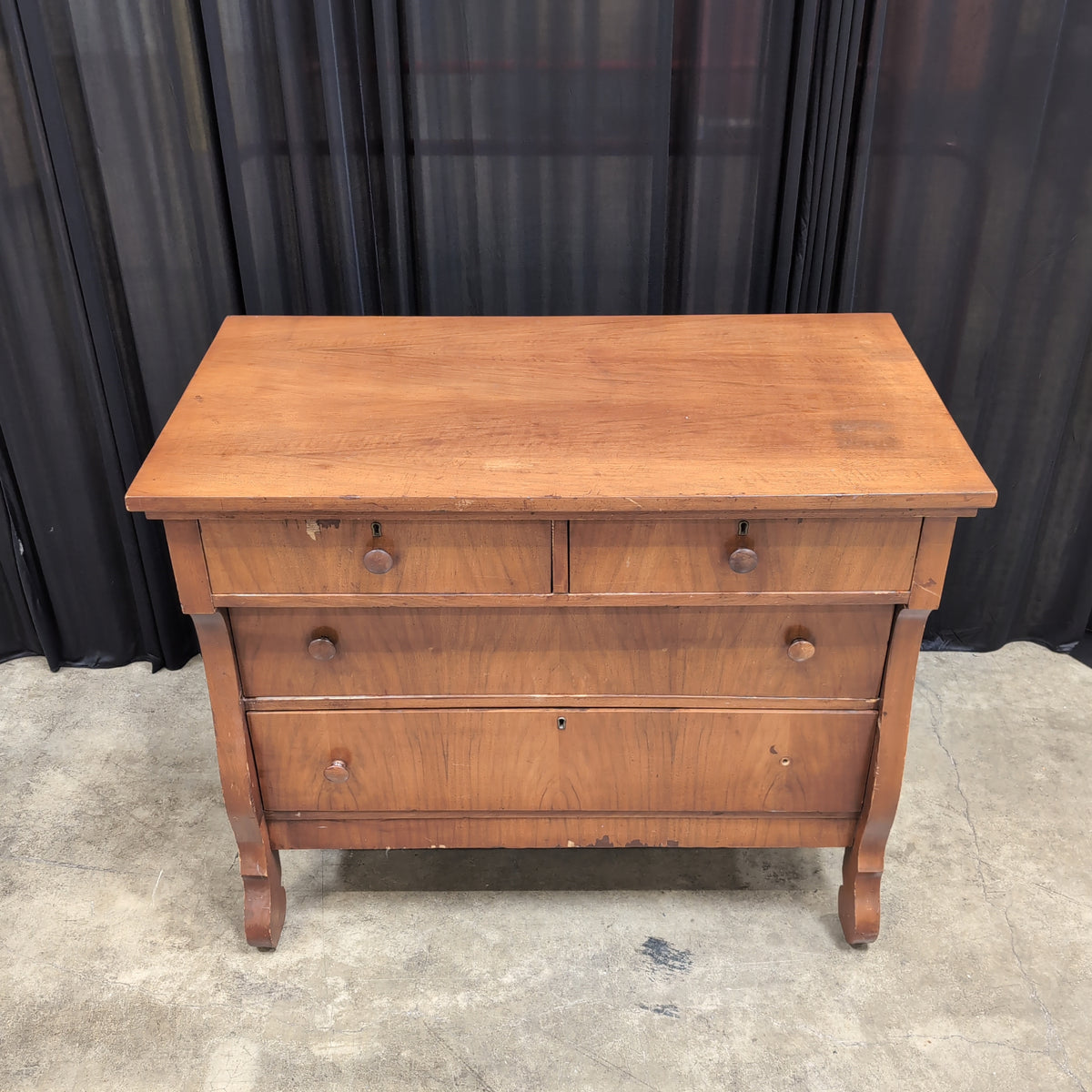 Brown Stained Wood Two-Over-Two Drawer Dresser