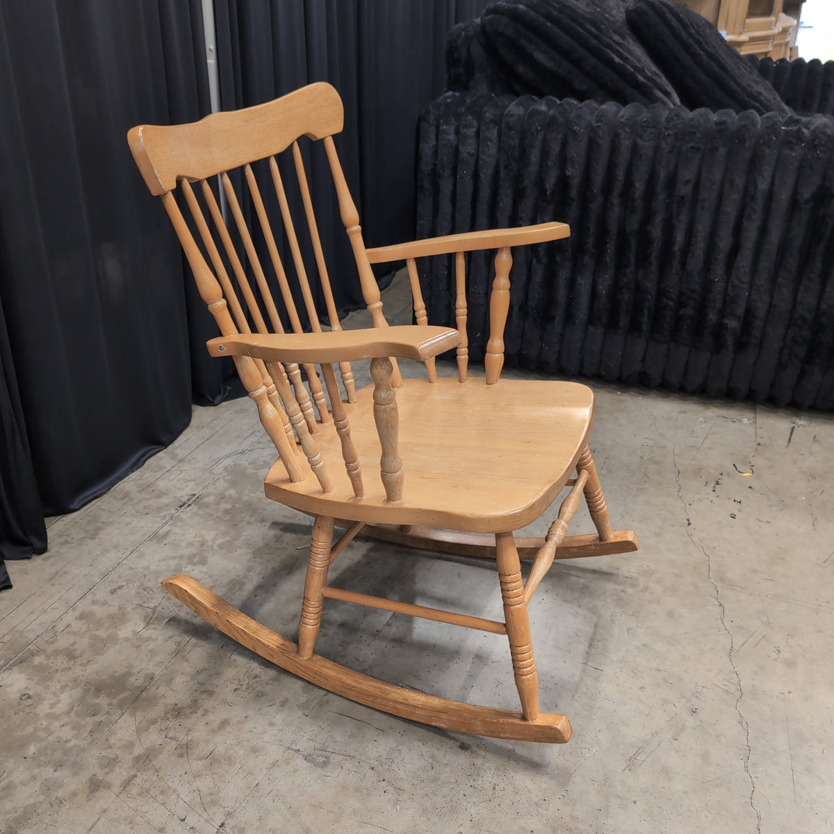 Natural Finish Spindle Back Rocking Chair