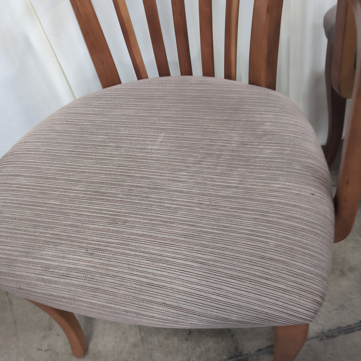 Pair of Curved Arm Wood Dining Chair in Light Brown
