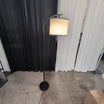 Dark Metal Arc Floor Lamp with Fabric Shade
