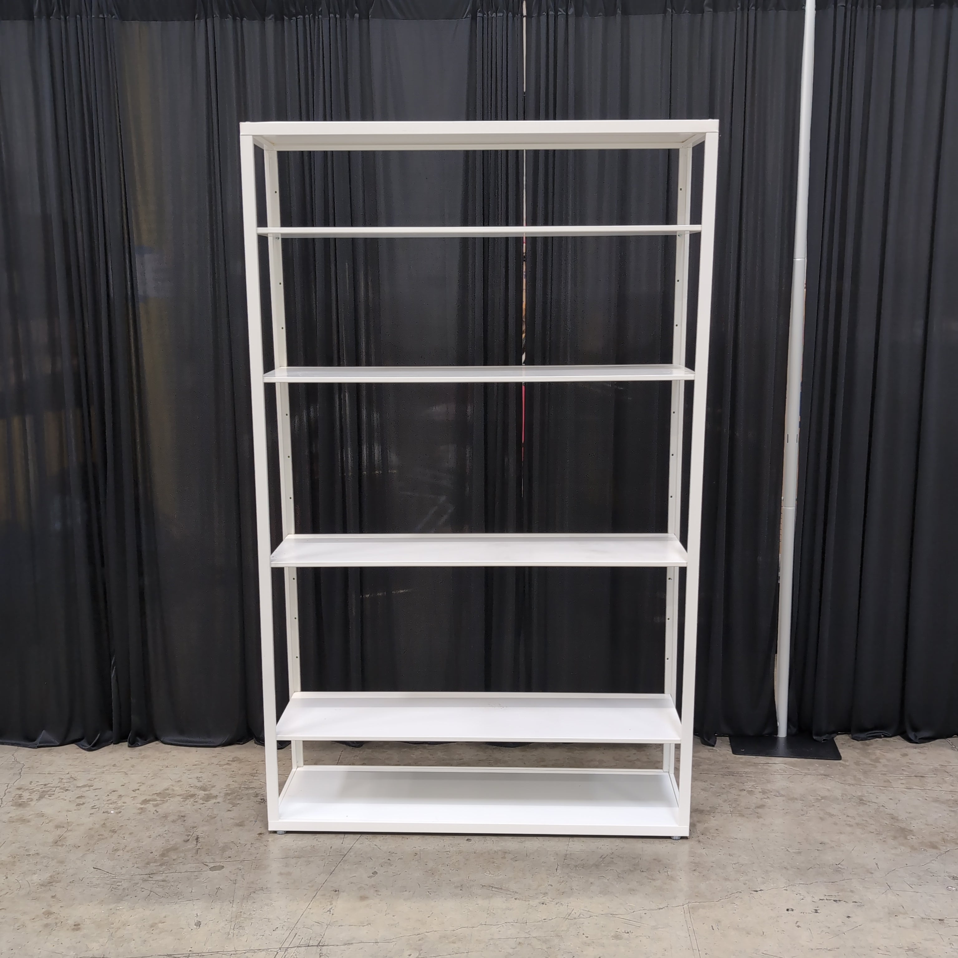 White Metal Six-Shelf Open Bookcase