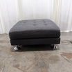 Grey Tufted Fabric Ottoman with Chrome Feet