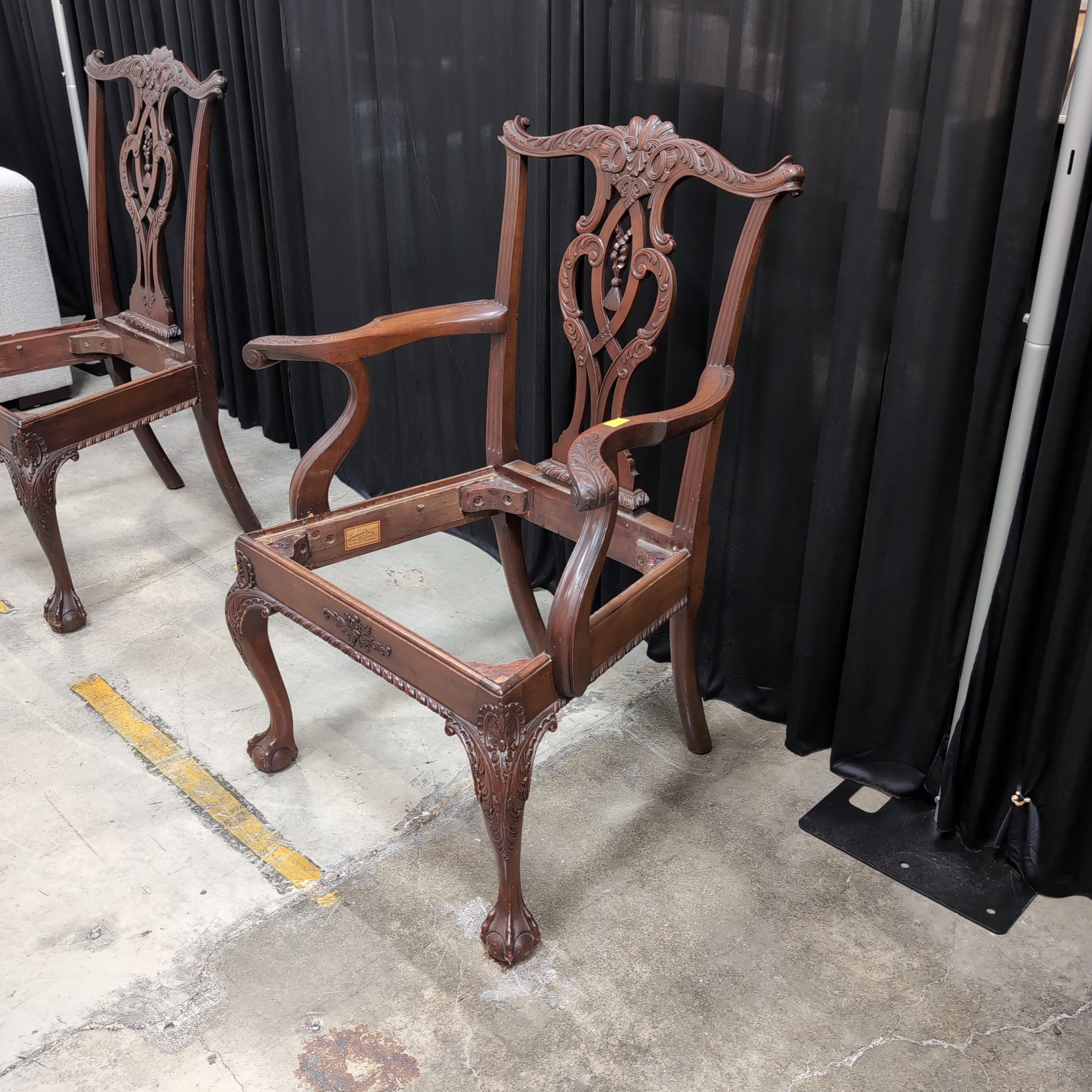 Traditional Carved Hardwood Arm Chair Frame