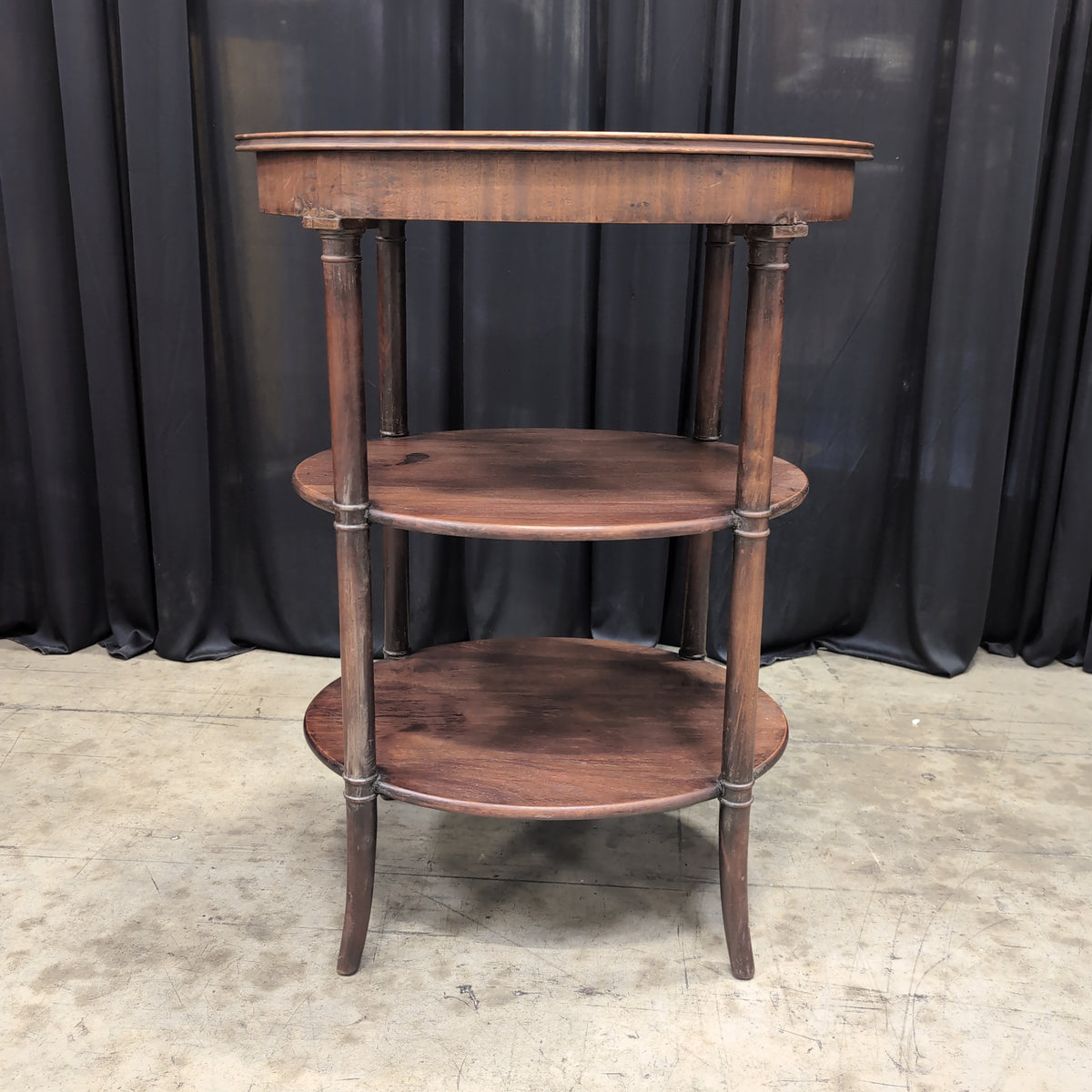 Dark Brown Three-Tiered Wood End Table