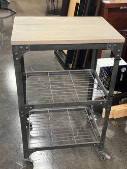 Industrial Rolling Cart with Wood Top