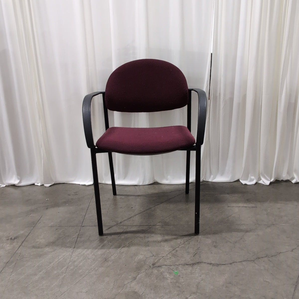 Dark Grey Metal Frame Office Chair in Burgundy Fabric