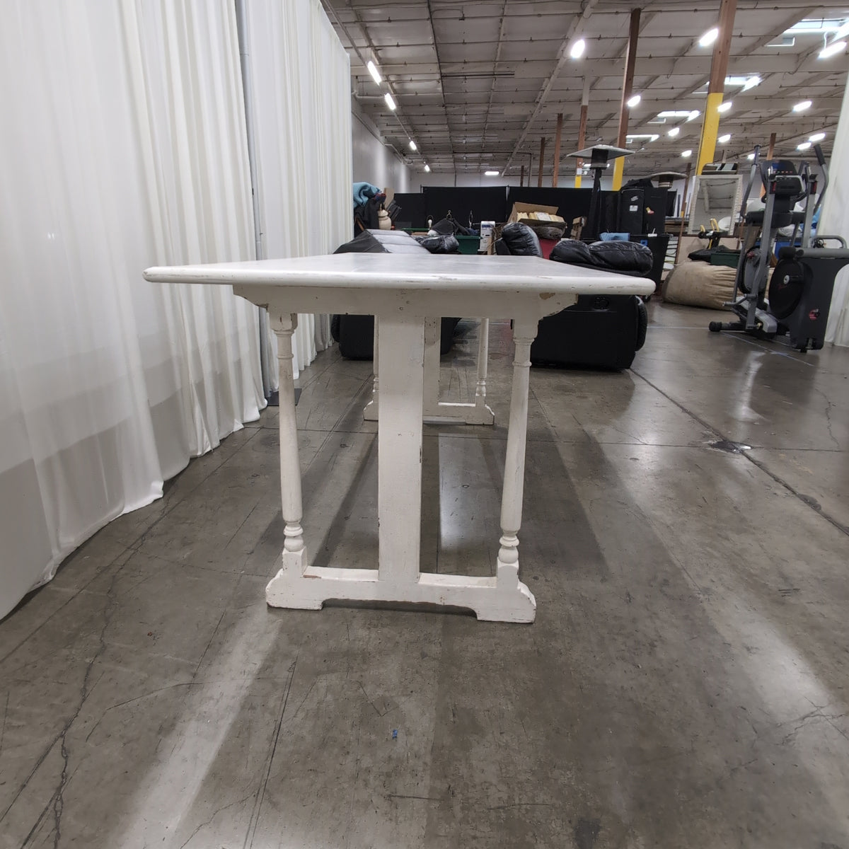 White Farmhouse Style Wood Dining Table in Painted Finish