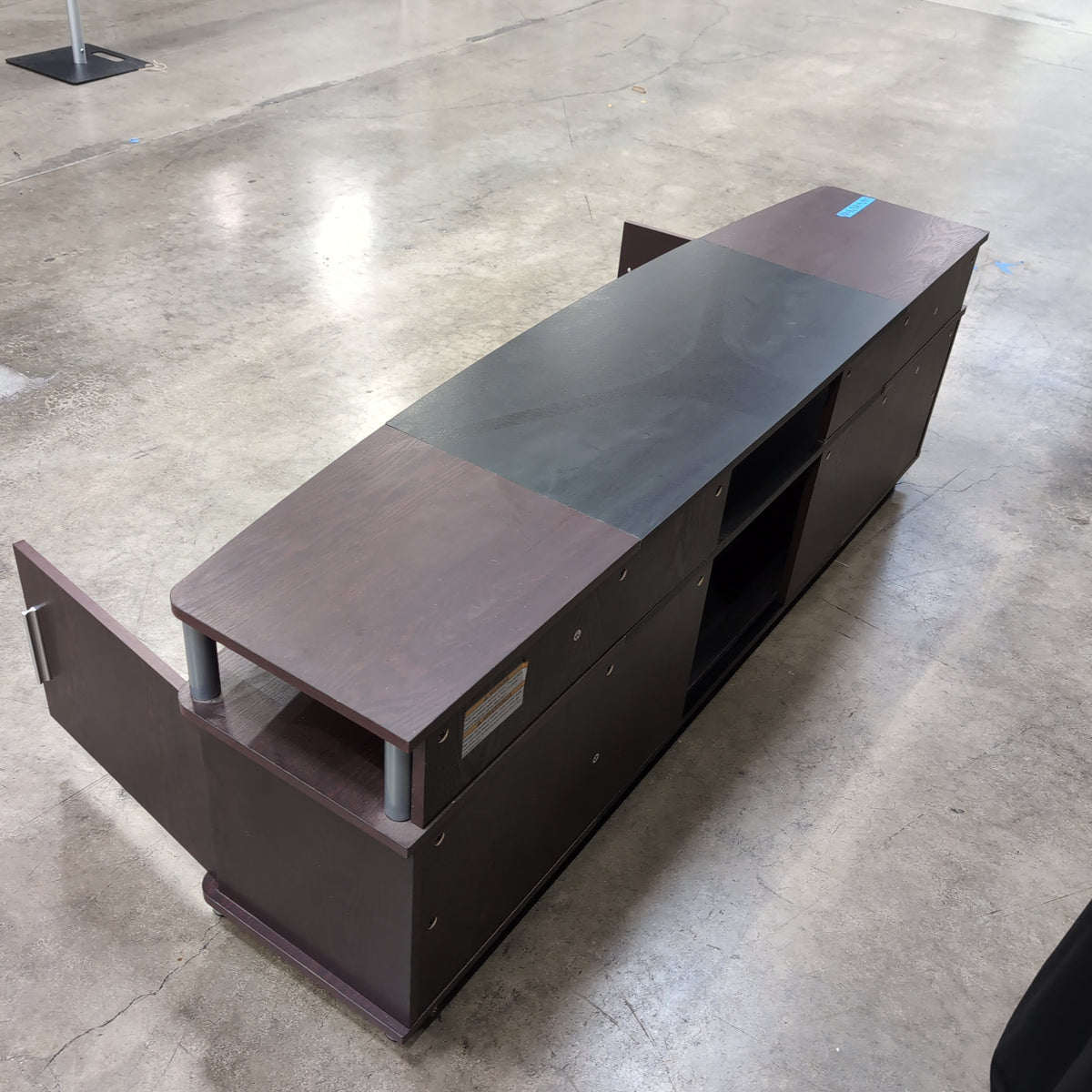 Dark Brown Laminate TV Stand with Open Shelving