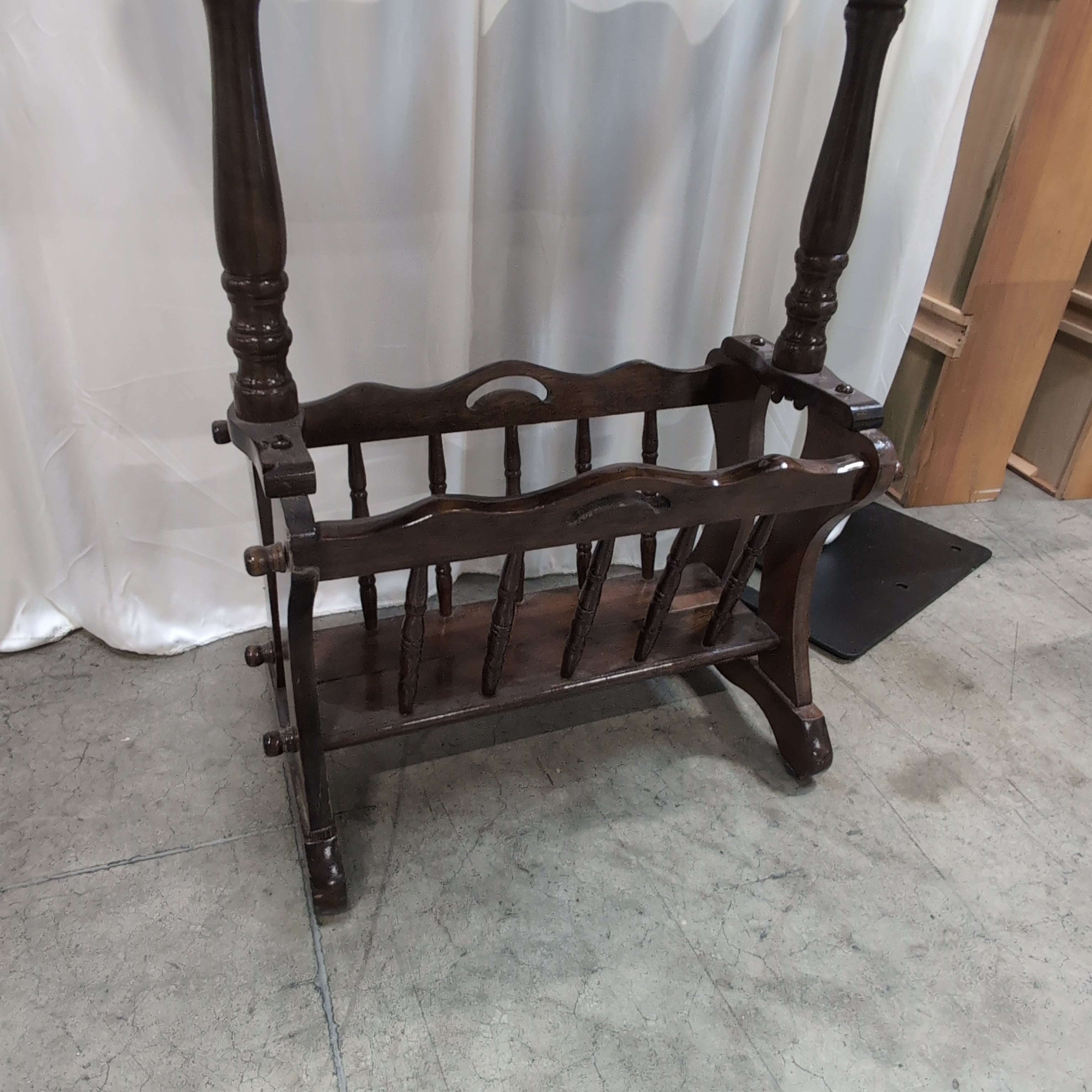 Traditional Brown Wood End Table with Shaped Top