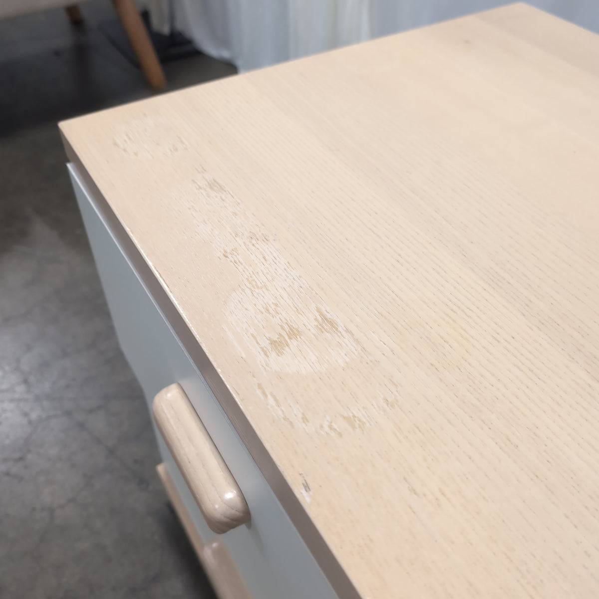 Light Wood and White Two-Drawer Nightstand