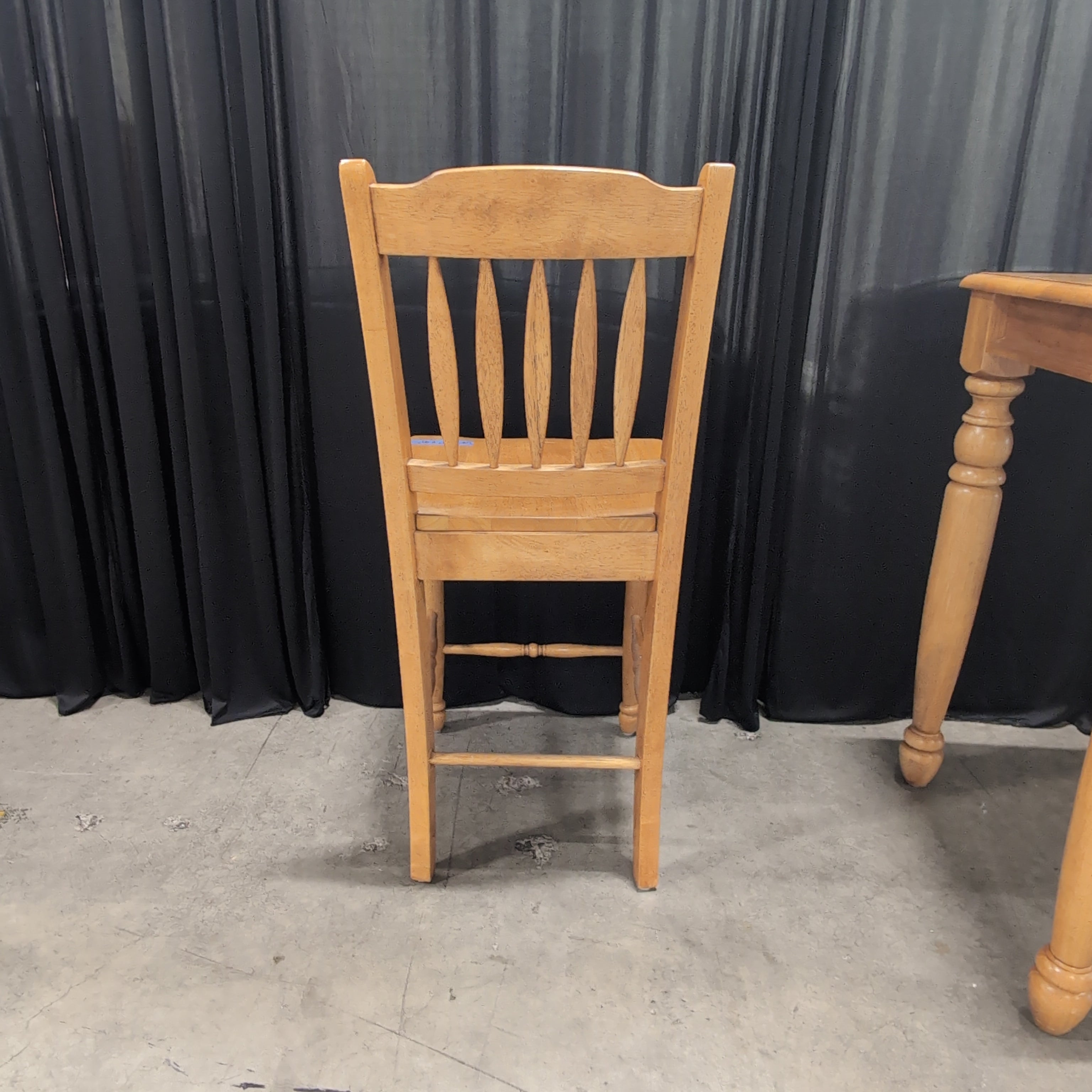 Natural Tone Wood Spindle Back Chair and table
