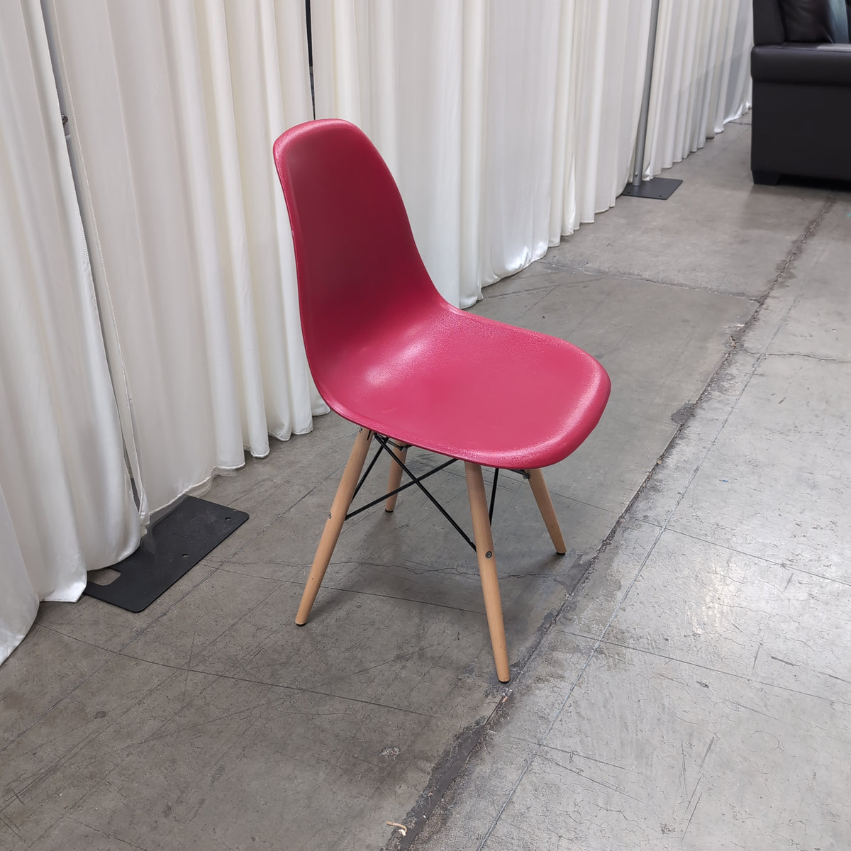 Mid-Century Style Red Dining Chair with Wood Legs