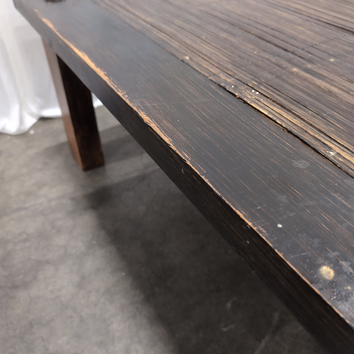 Dark Stained Hardwood Plank Dining Table