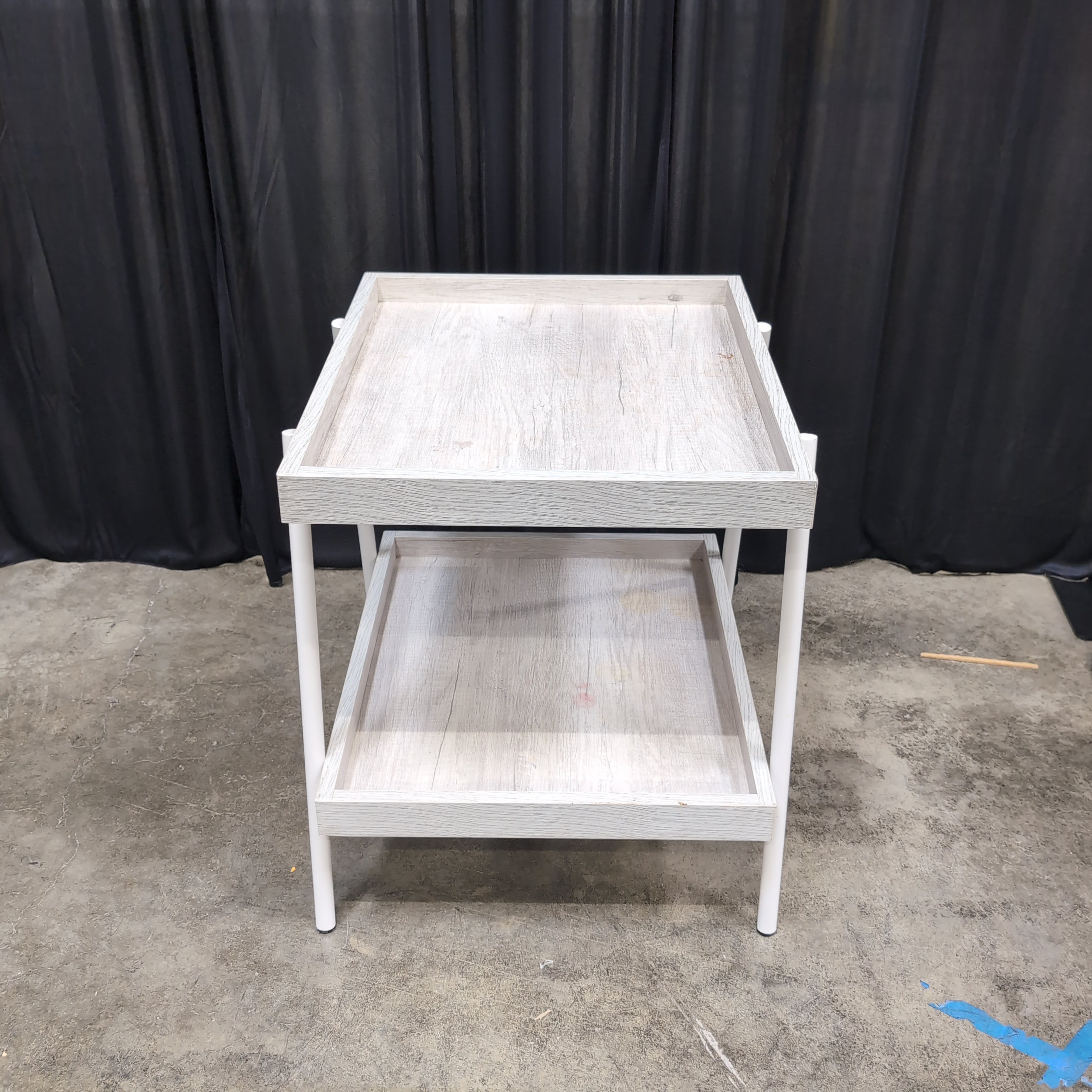 Light Wood Grain Two-Tier End Table Set