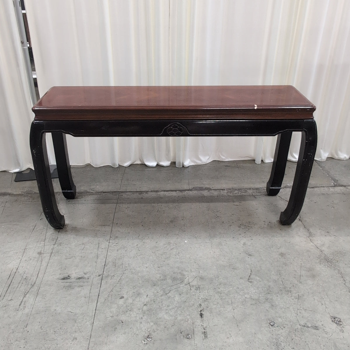 Two-Tone Asian Style Console Table with Carved Apron