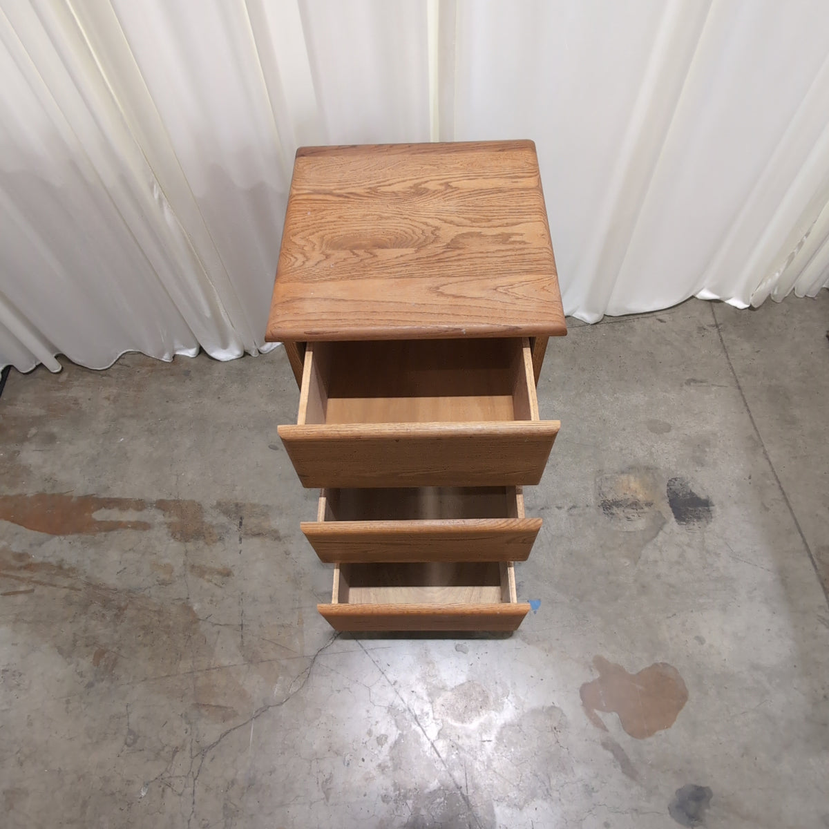 Natural Oak Two-Drawer Nightstand in Wood