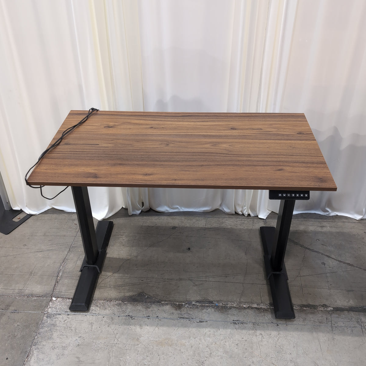 Brown Wood-Look Adjustable Height Desk with Presets