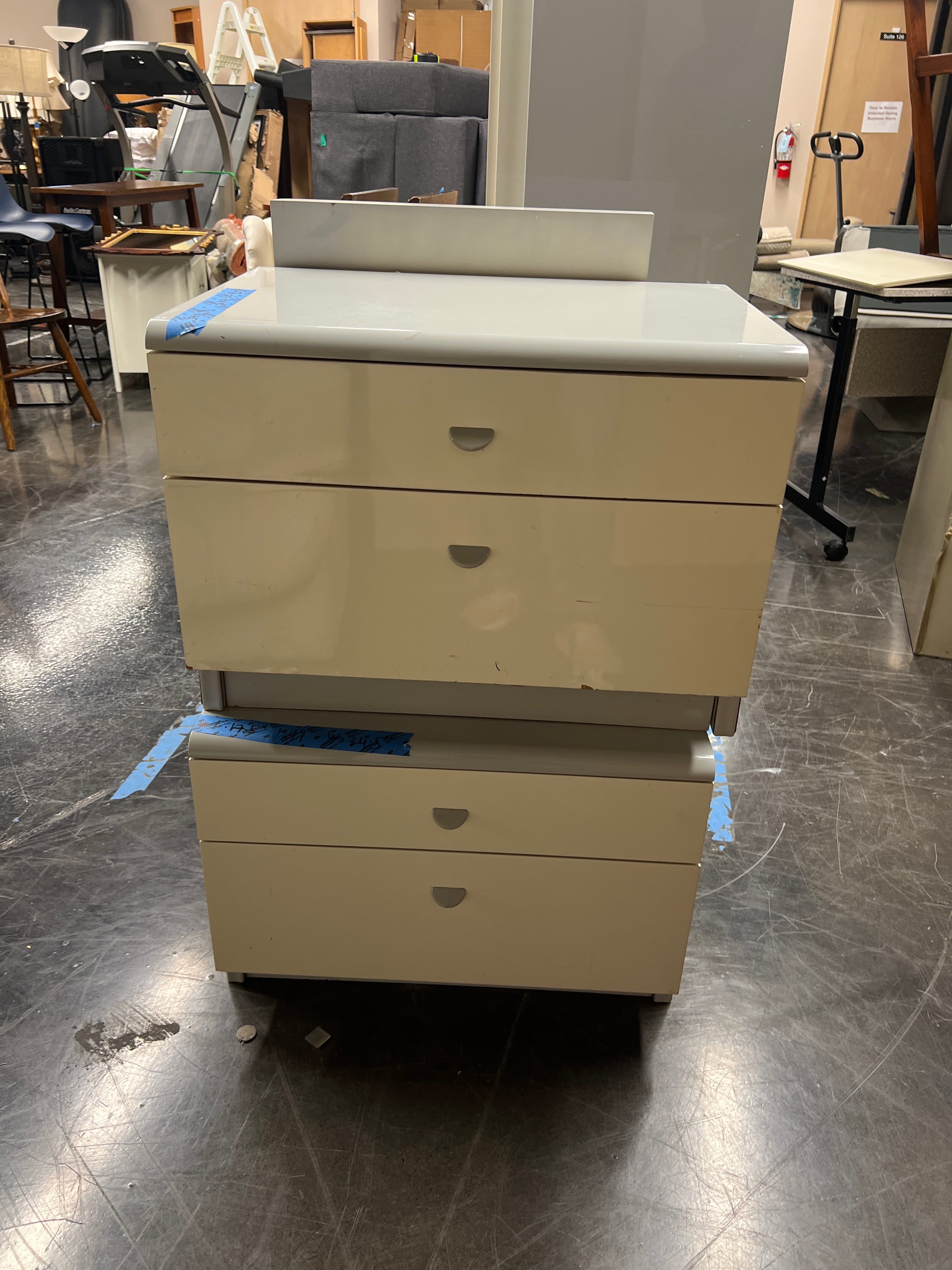 Two-Drawer Modernist Cream Nightstand