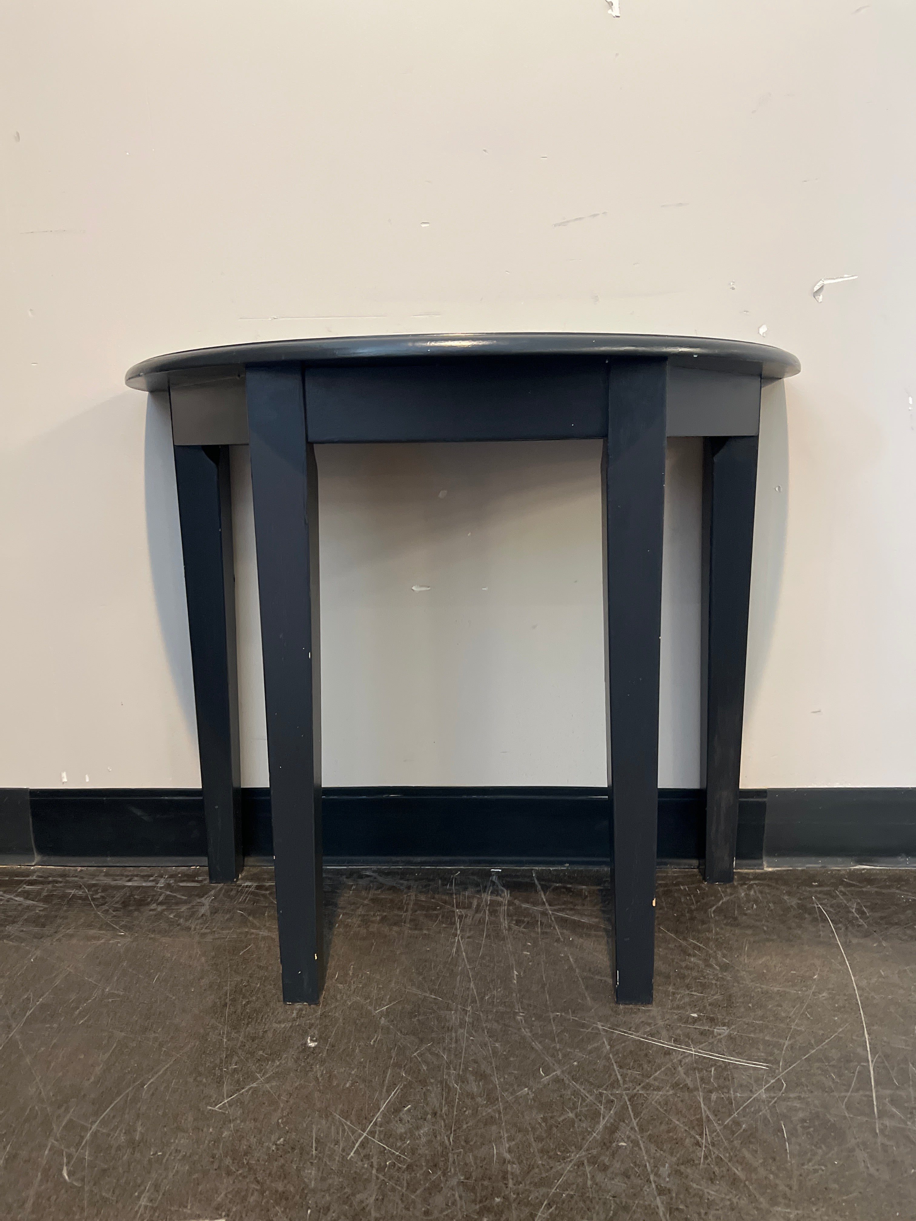 Dark Grey Hardwood Half-Moon Console Table