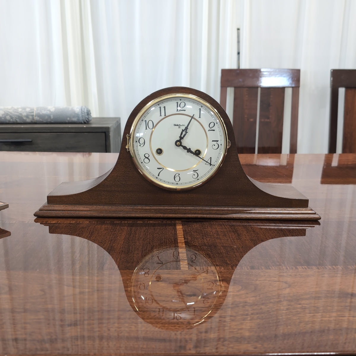 Baldwin Brown Hardwood Mantel Clock with Brass Bezel
