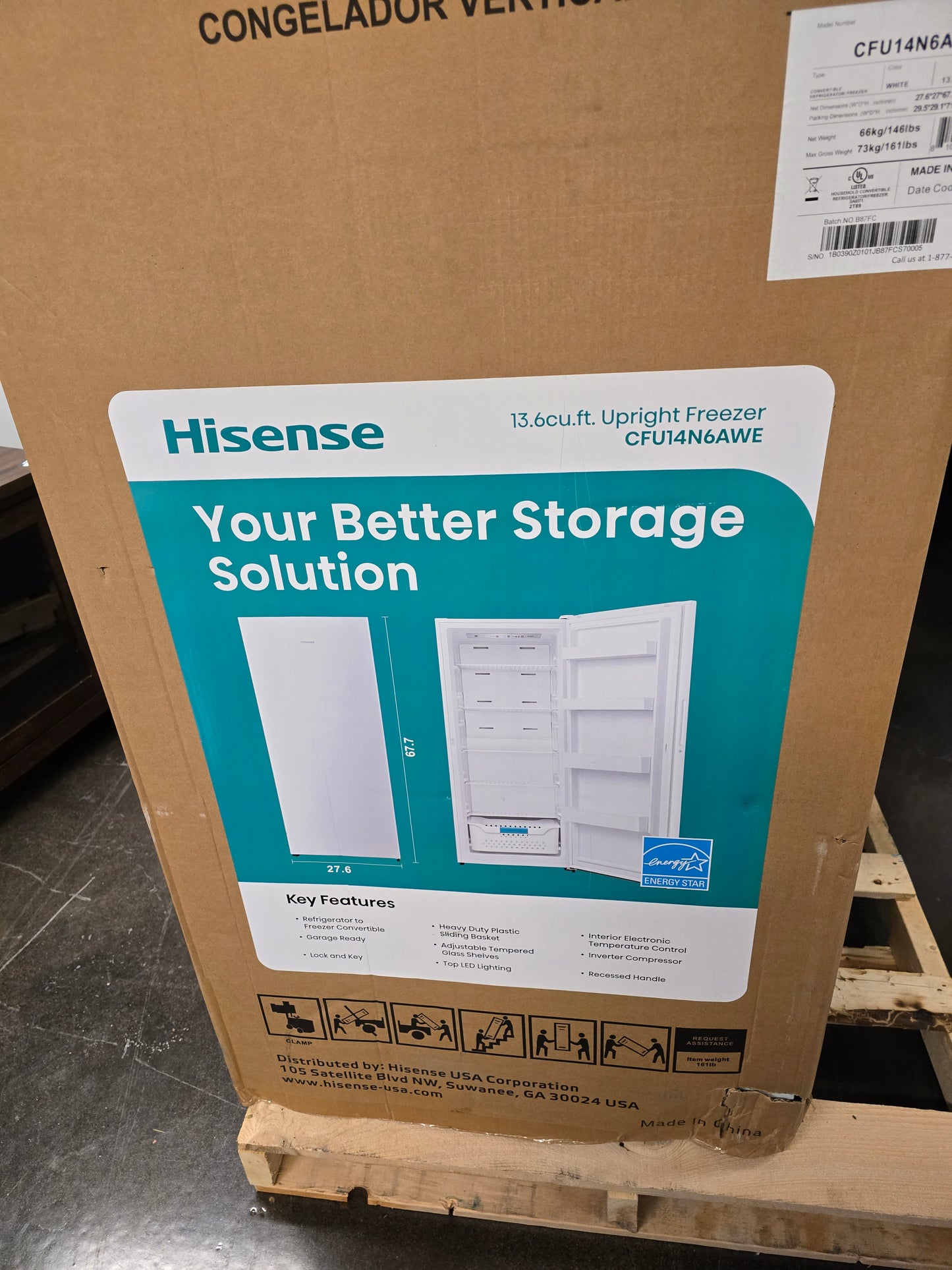 HiSense 13.6CuFt Freezer / Refridgerator