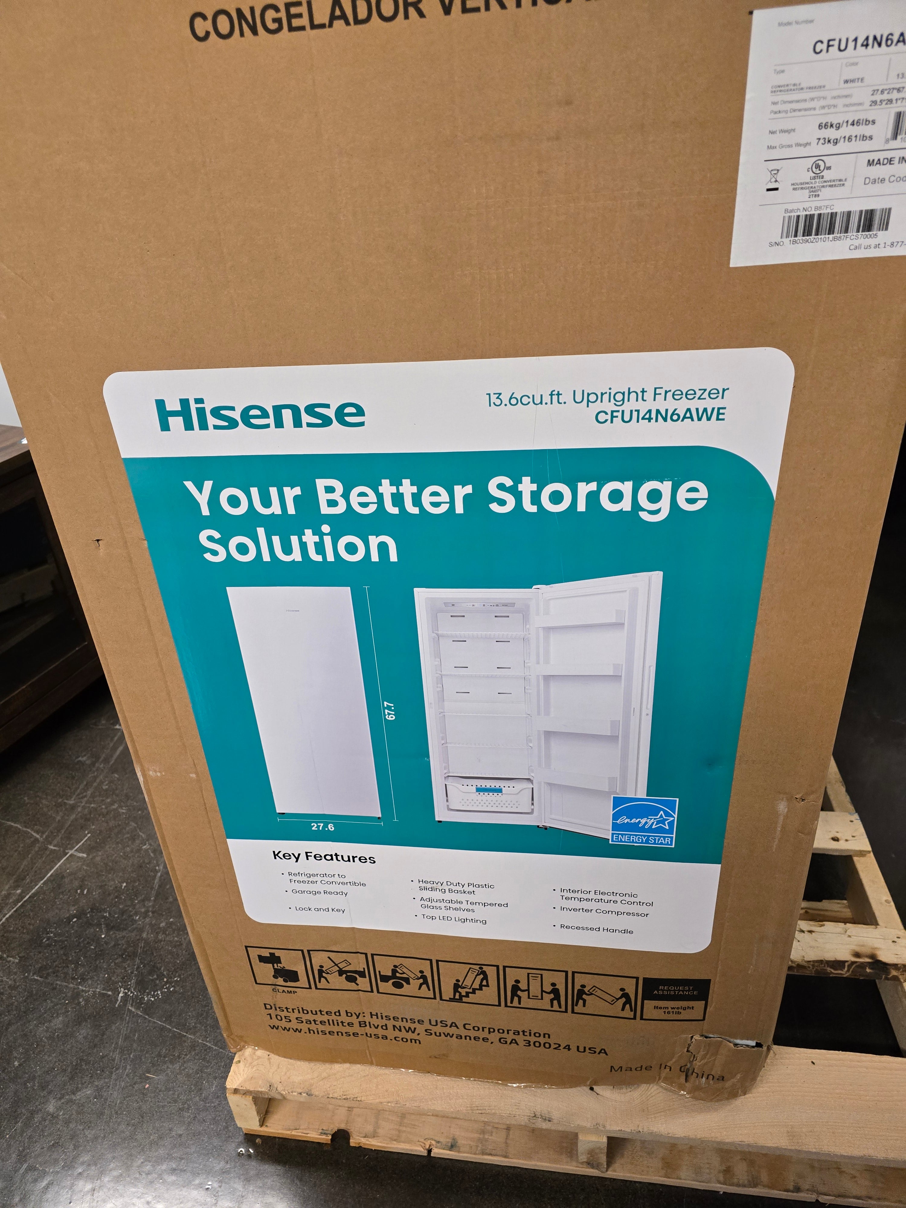 HiSense 13.6CuFt Freezer / Refridgerator