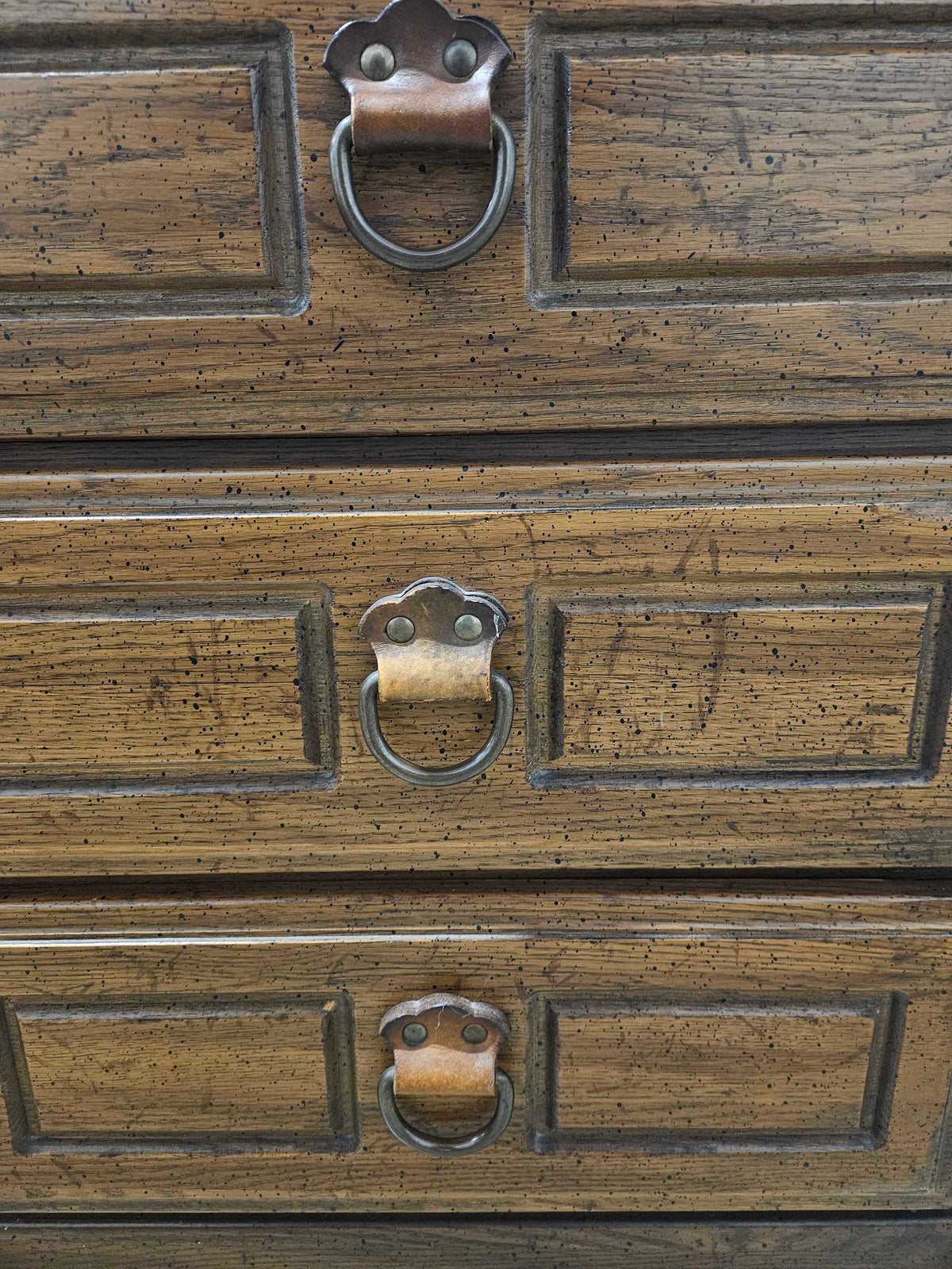 American of Martinsville Dark Wood Three-Drawer Dresser with Ring Pulls