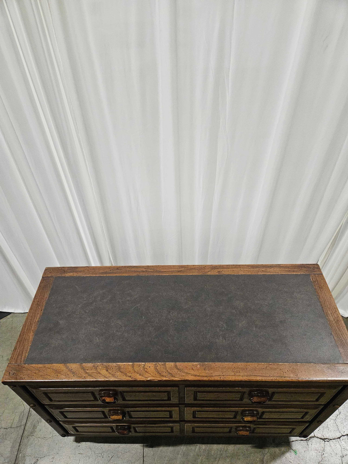 American of Martinsville Dark Wood Three-Drawer Dresser with Ring Pulls