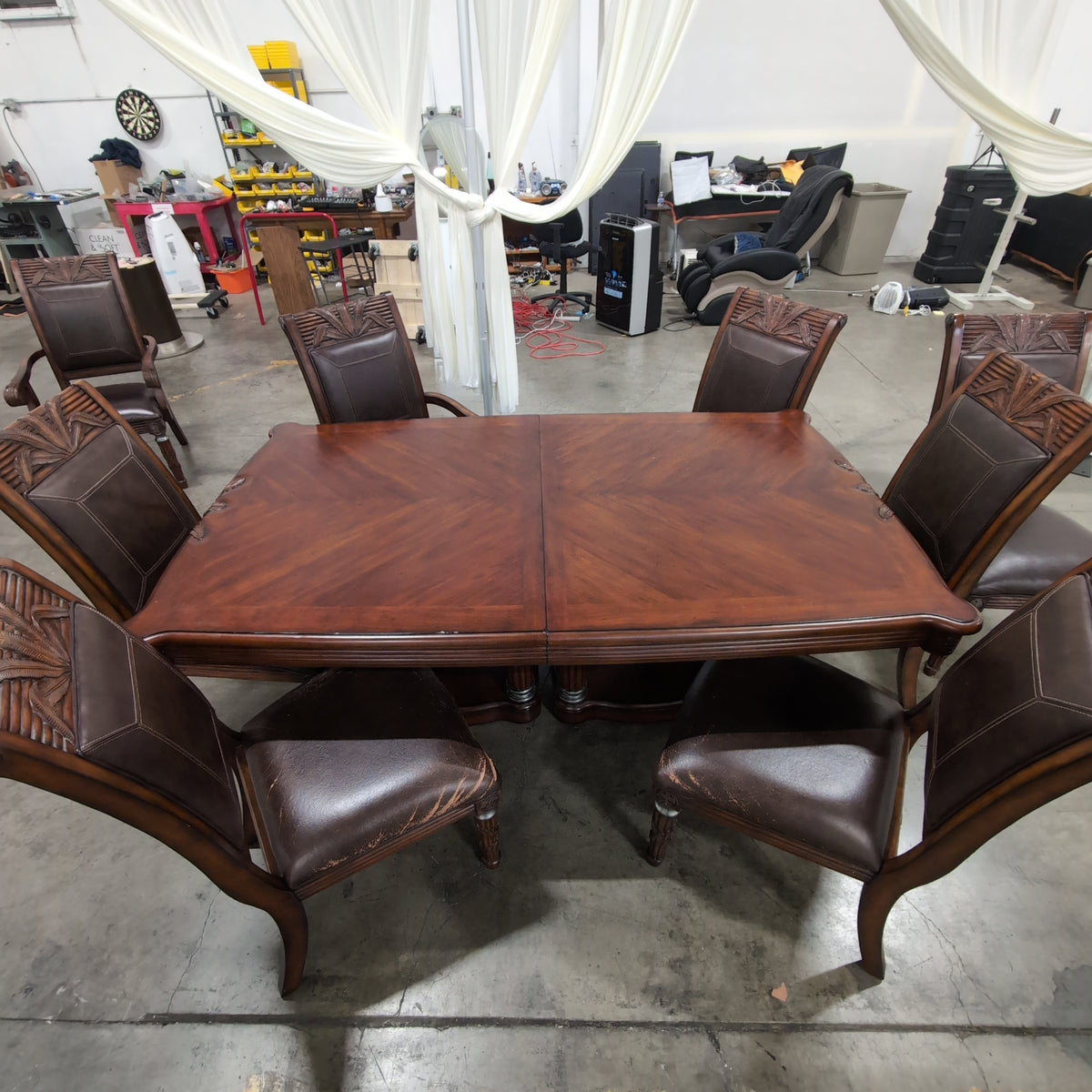 Ornate Traditional Carved Dining Table in Dark Wood