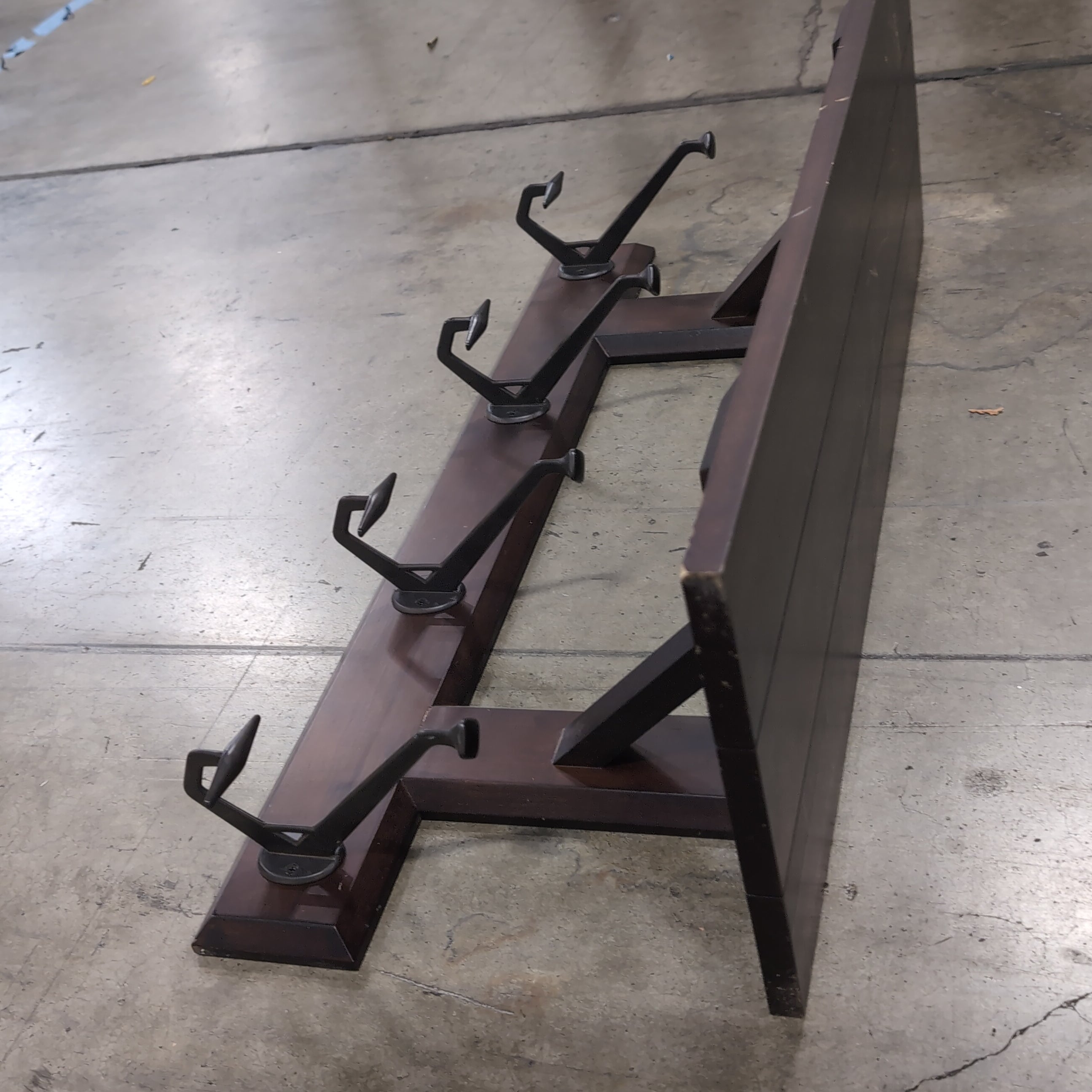 Dark Wood Coat Rack with Metal Hooks
