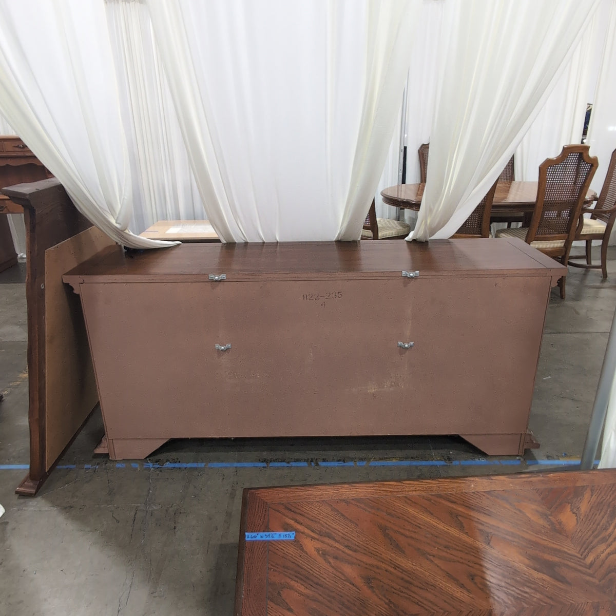 Traditional Dark Wood Buffet with Ornate Hardware