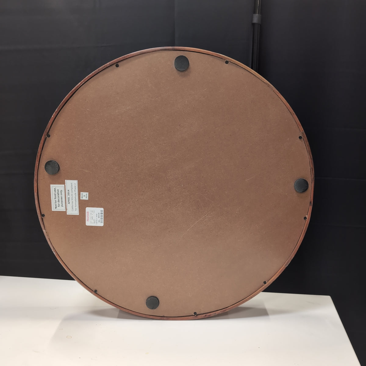 Oval Segmented Wood Mirror with Handle Slots