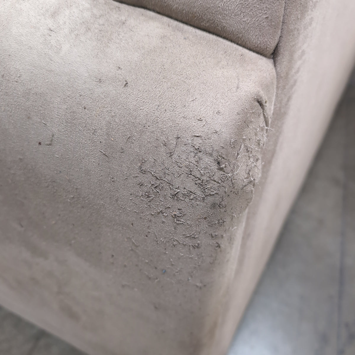 Light Beige Fabric Rolled Arm Sectional Couch