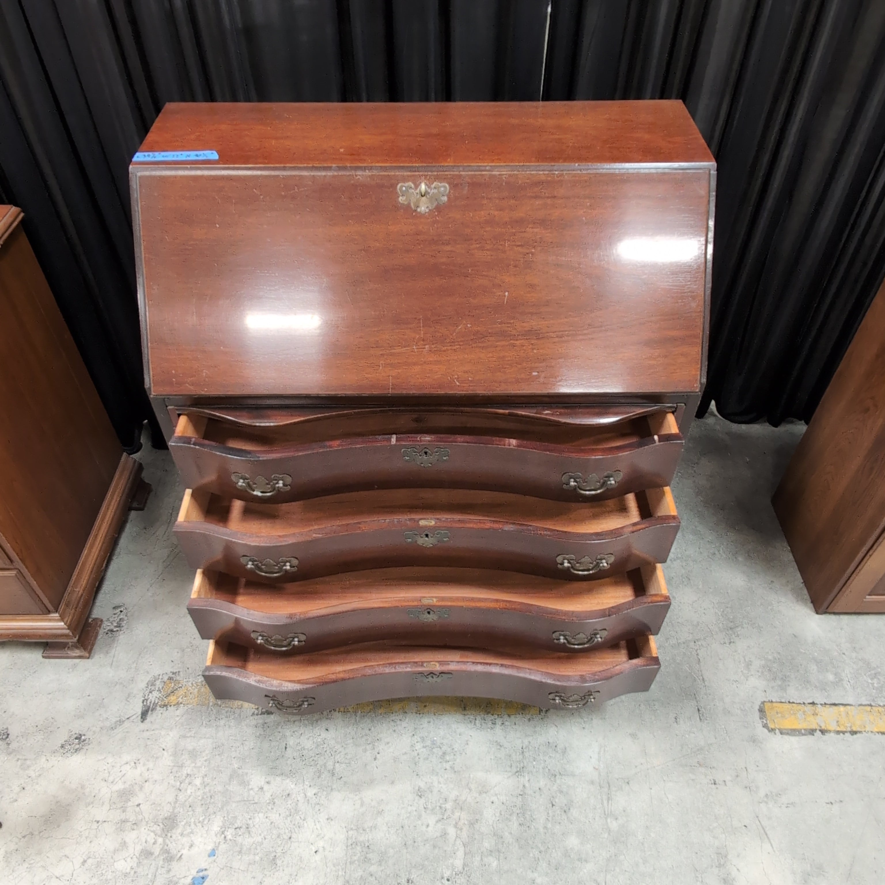 Traditional Dark Wood Secretary Desk with Claw Feet