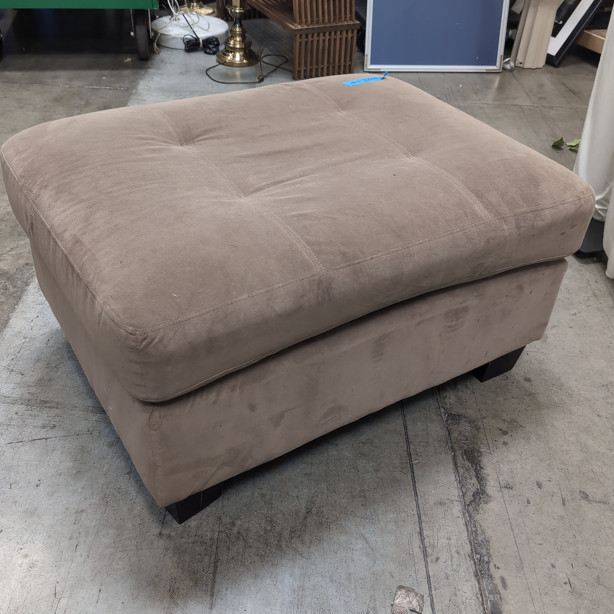 Brown Tufted Fabric Ottoman