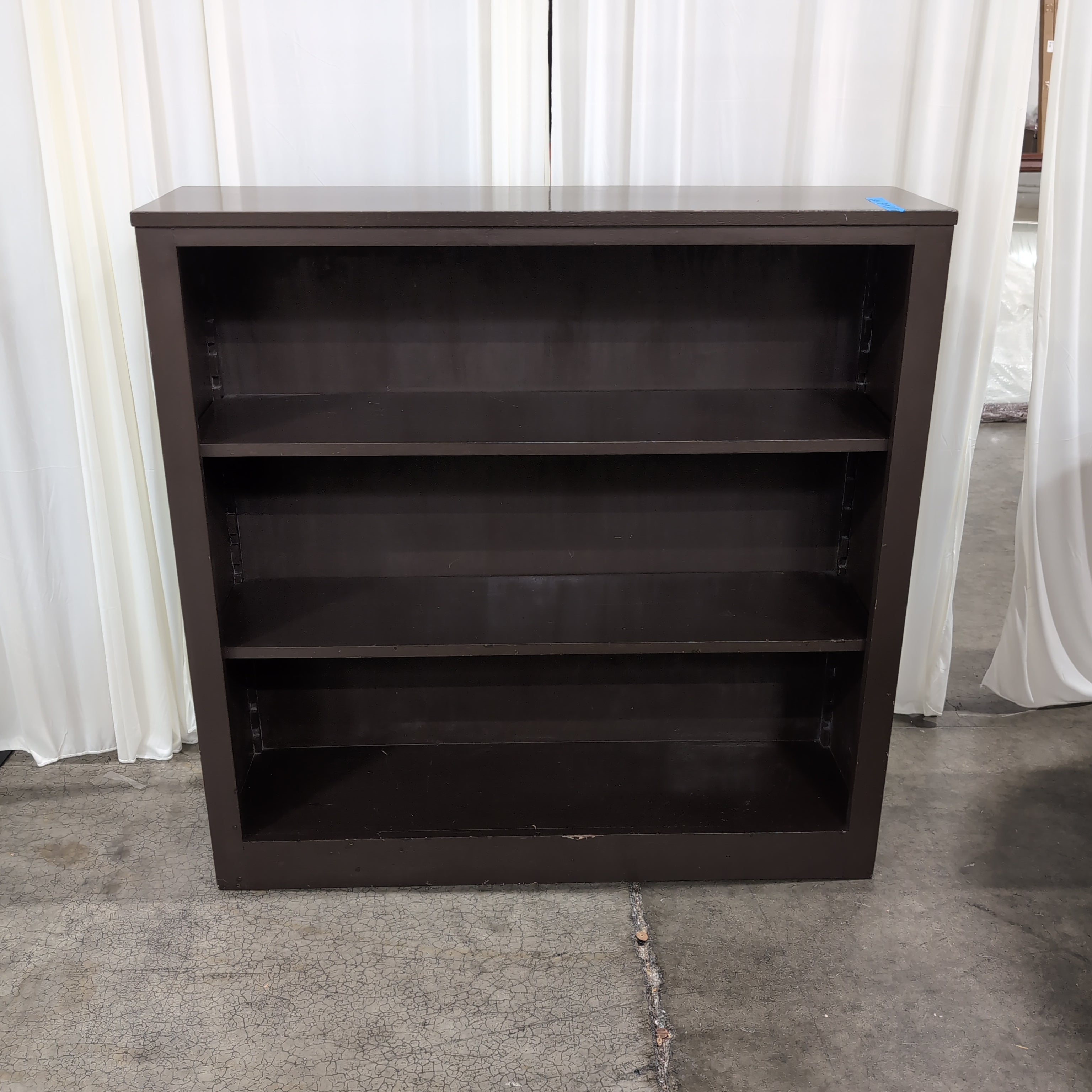 Dark Brown Three-Shelf Bookcase in Wood-Tone Finish