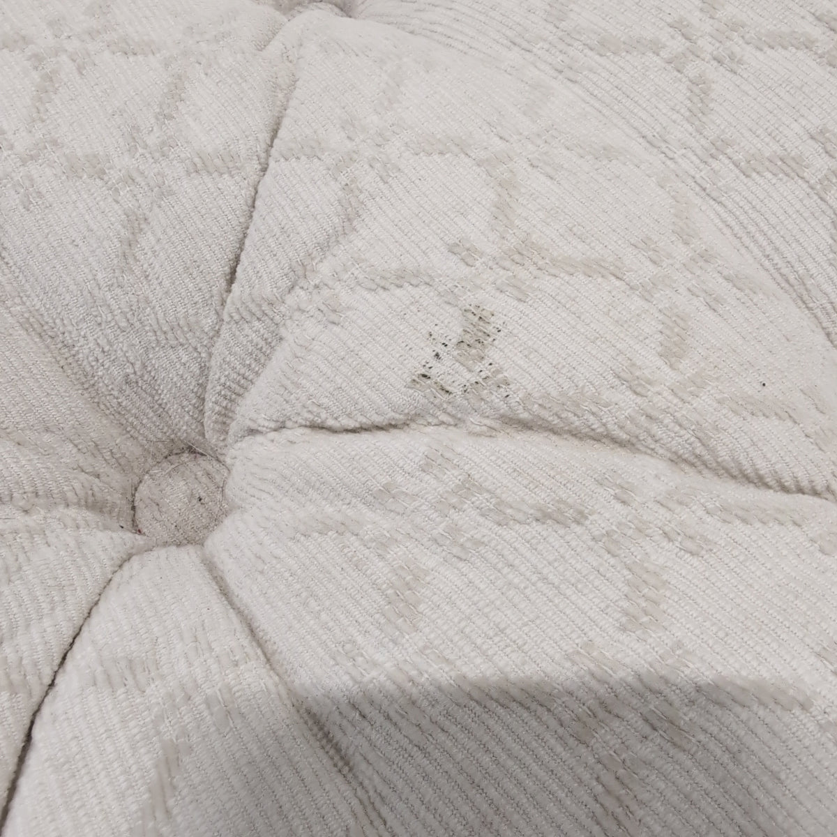 Cream Tufted Floor Cushions with Diamond Quilt Pattern