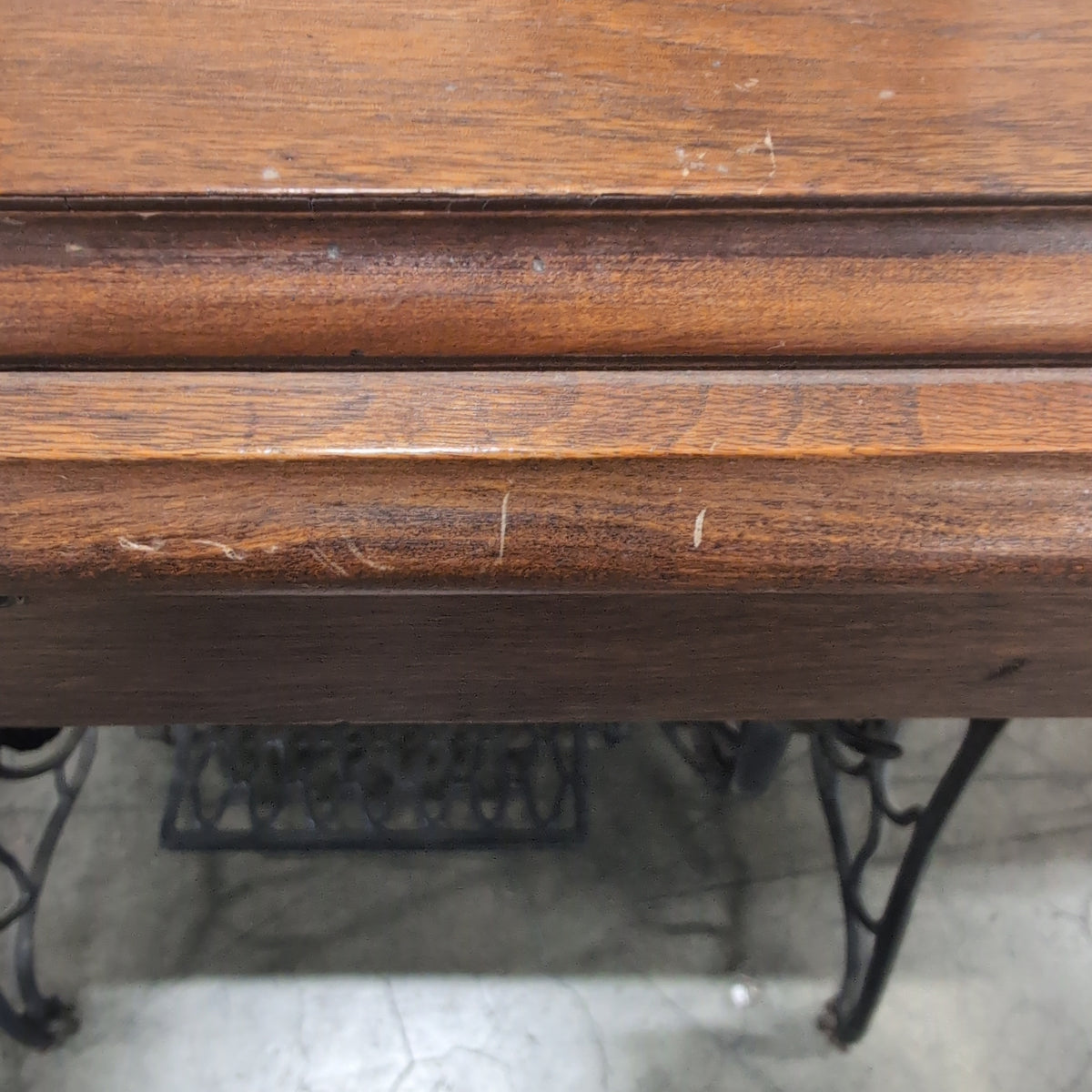 Vintage Wood Cabinet Sewing Machine with Cast Iron Base