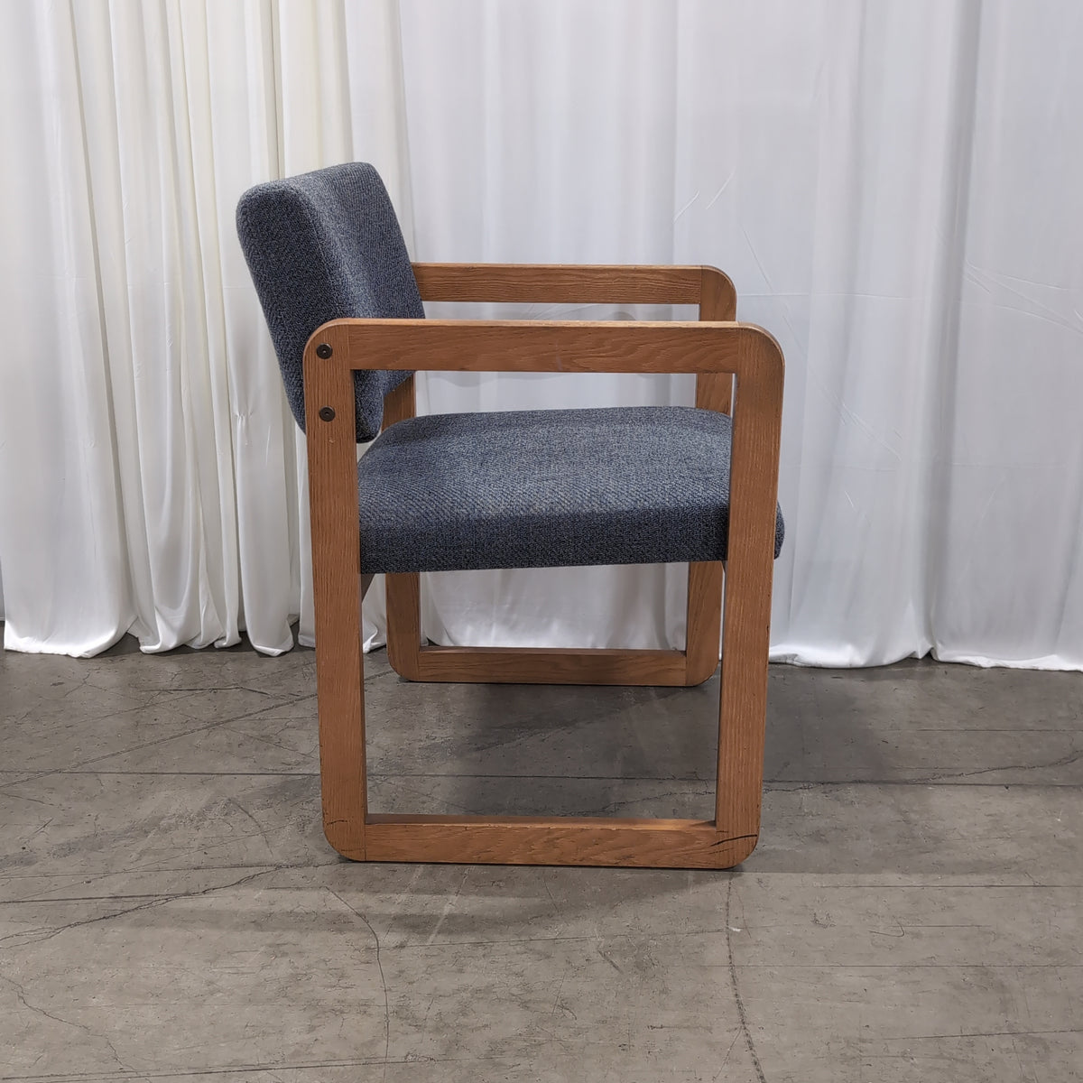 Wood Frame Dark Gray Upholstered Arm Chair
