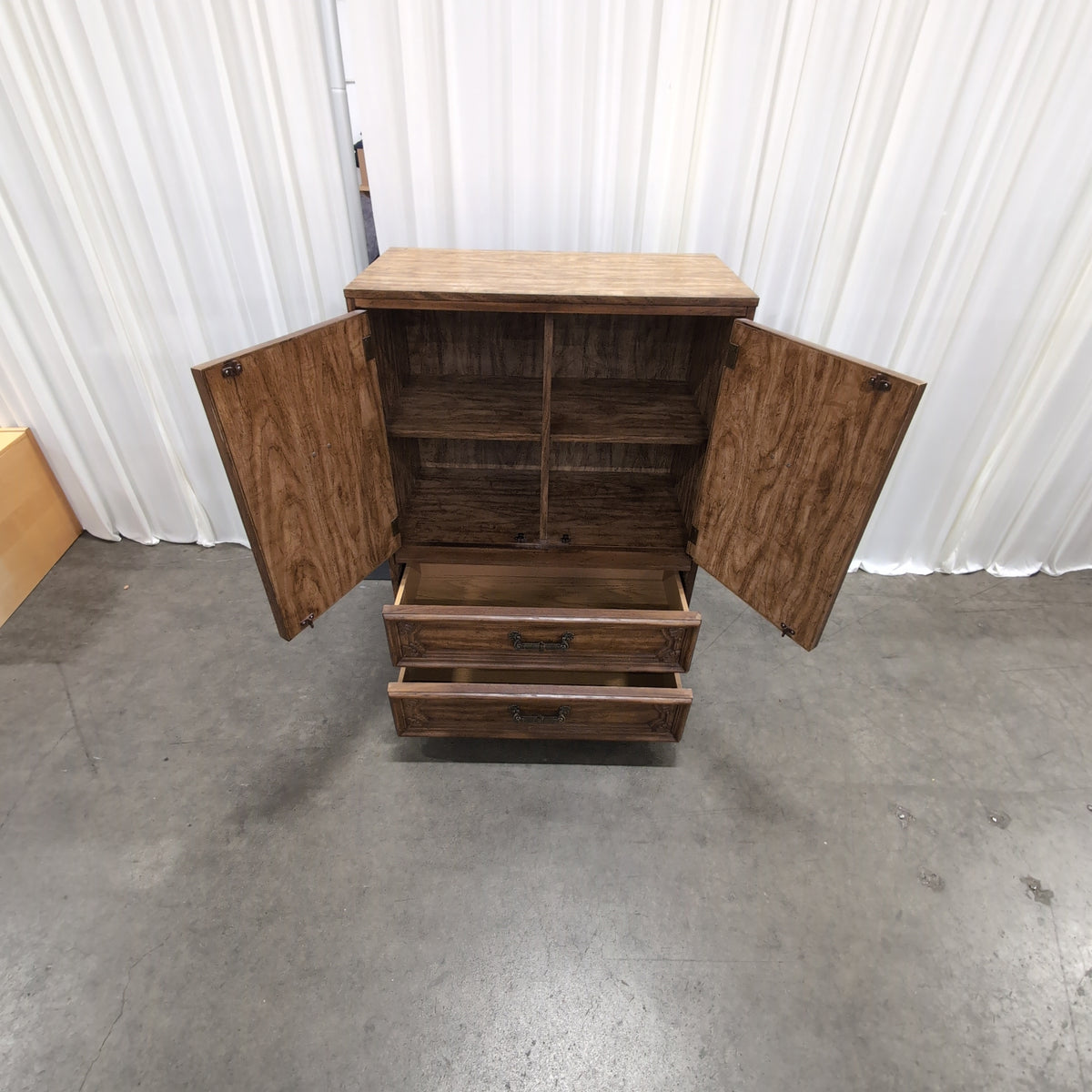 French Provincial Style Wood Dresser with Ornate Hardware