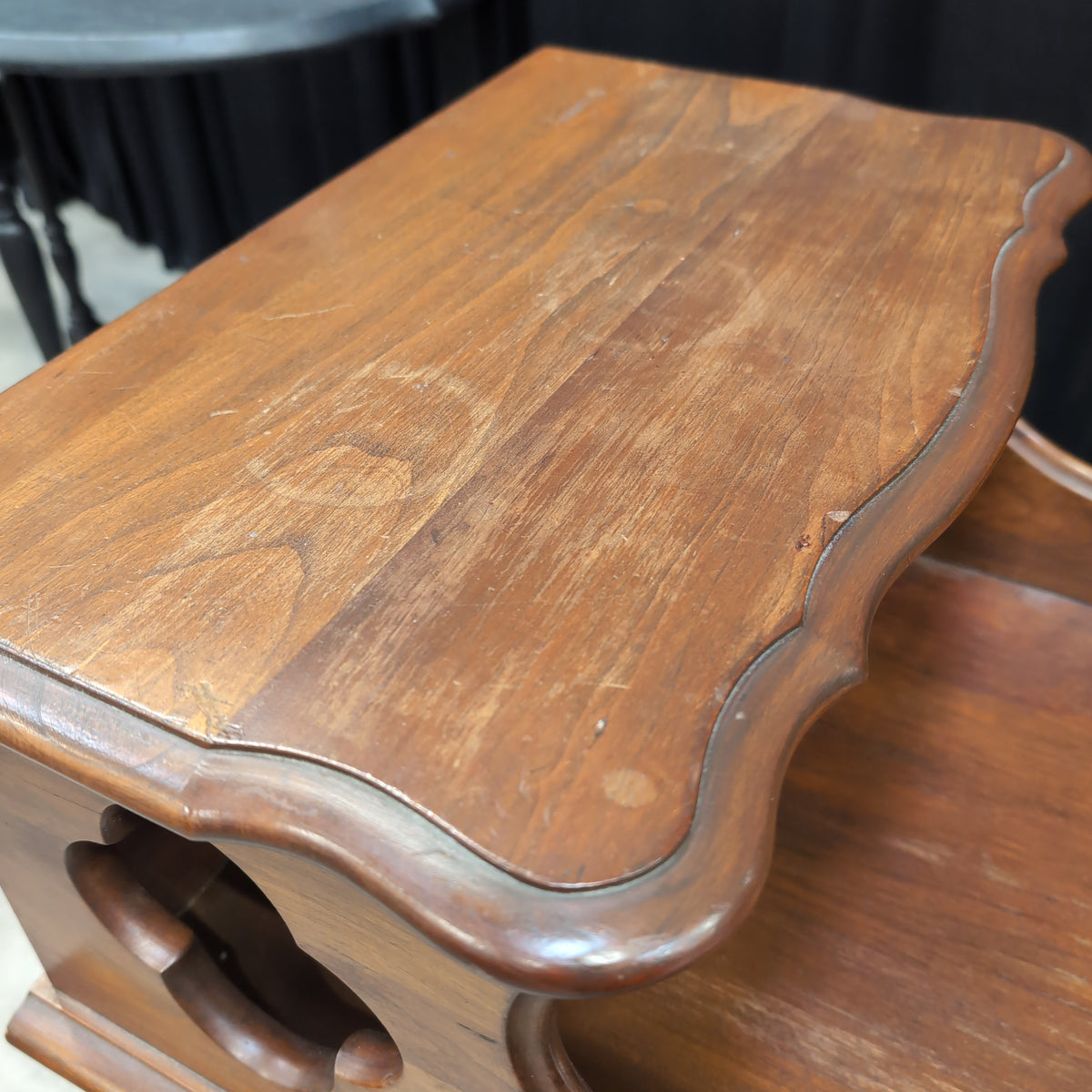 Traditional Brown Wood End Table with Two Tiers