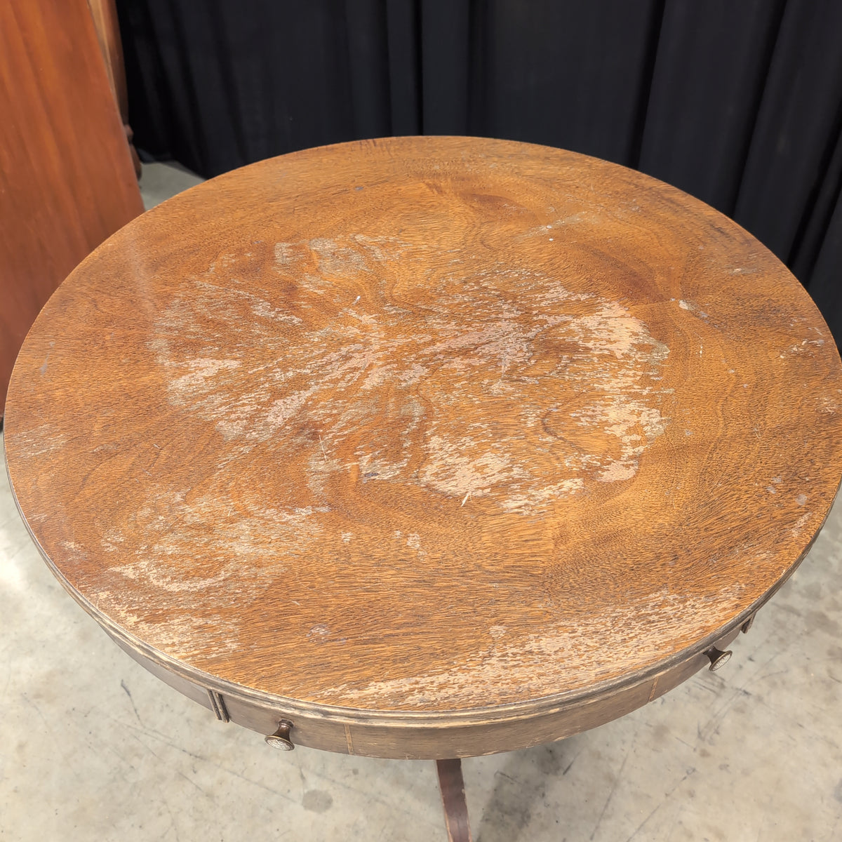 Traditional Round Wood End Table with Single Drawer