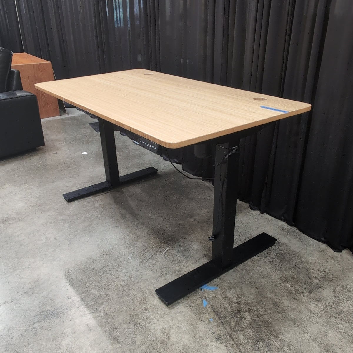 Natural Bamboo Top Standing Desk with Black Base