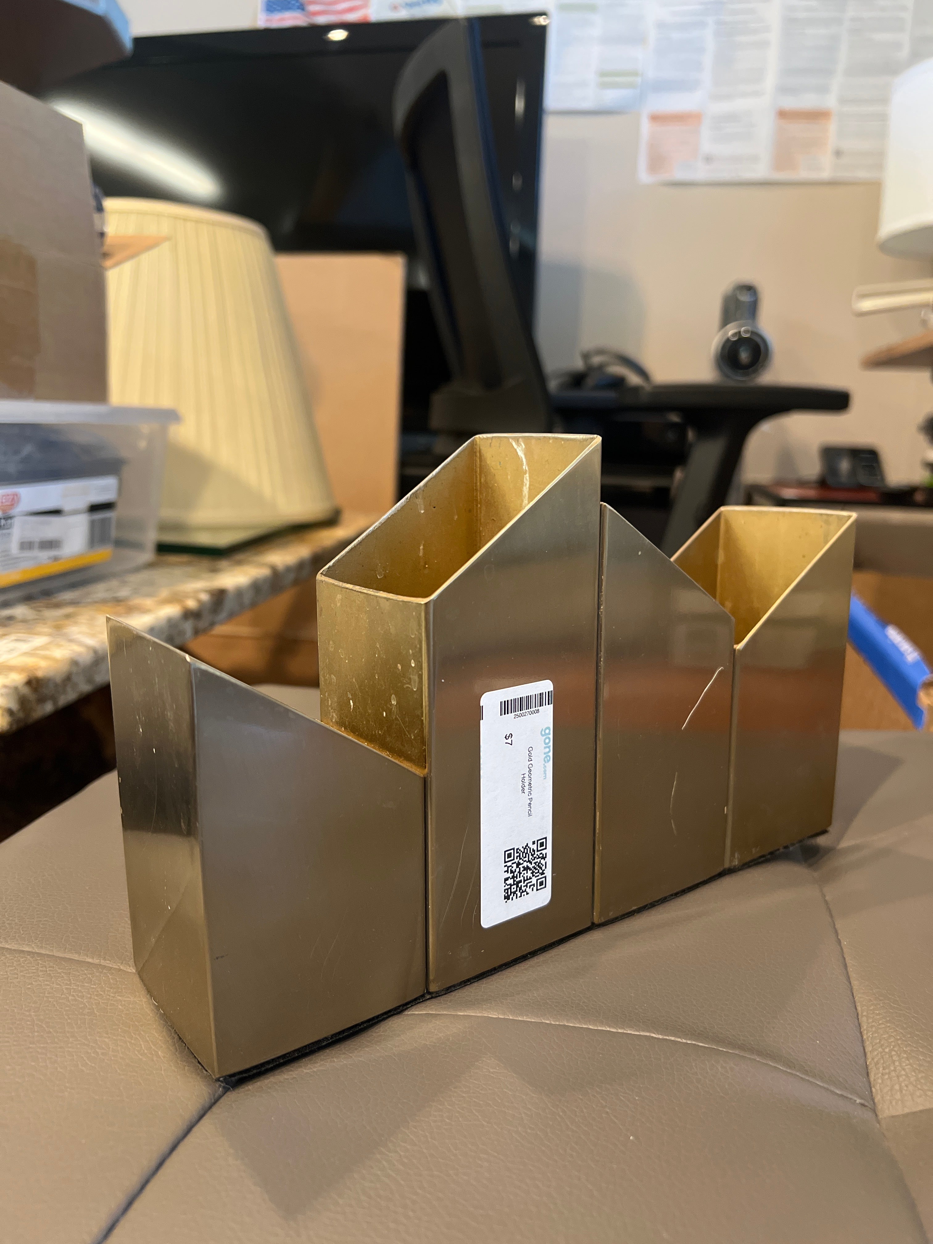 Gold Geometric Pencil Holder
