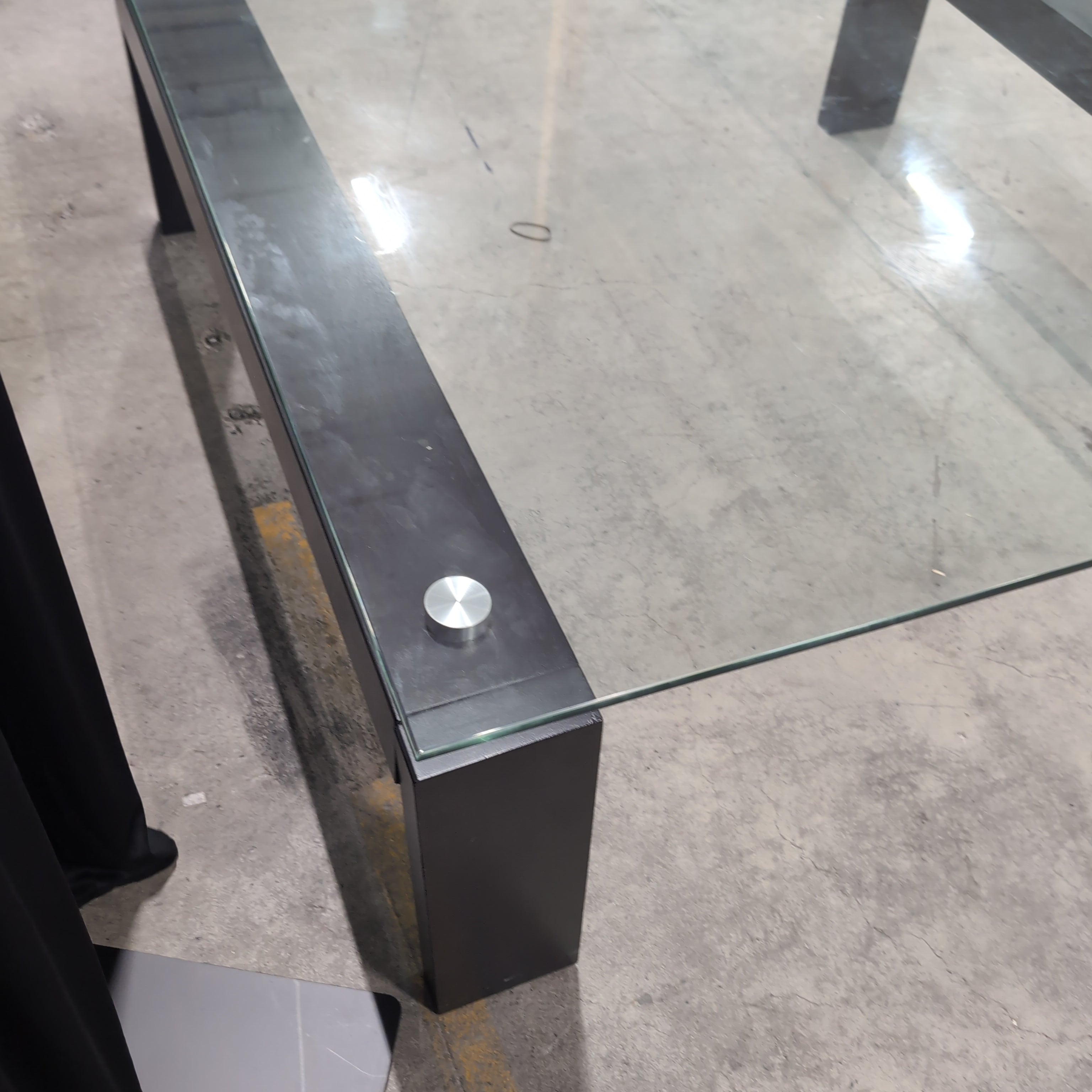 Modern Dark Wood Coffee Table with Glass Top