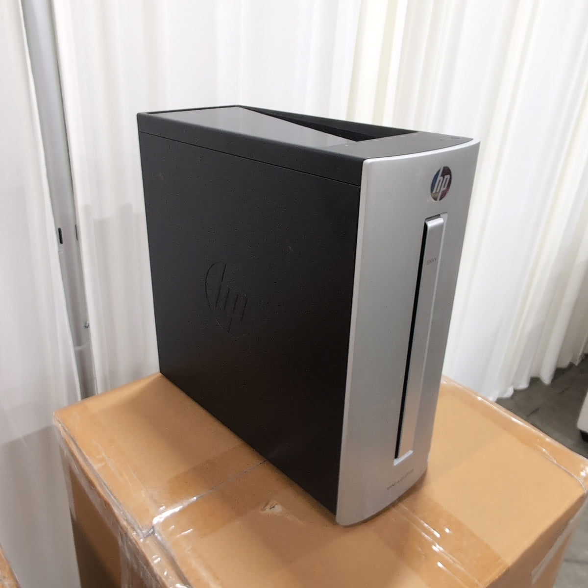 Black Desktop Computer Tower with Cables